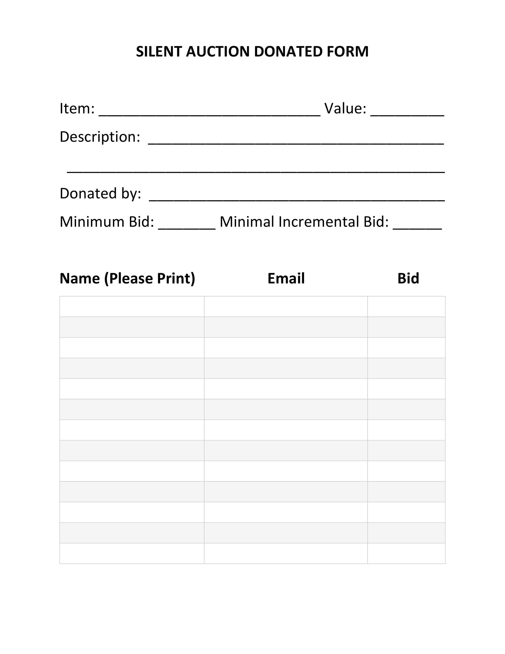 Free Printable Silent Auction Bid Sheets That are Peaceful - Mitchell Blog