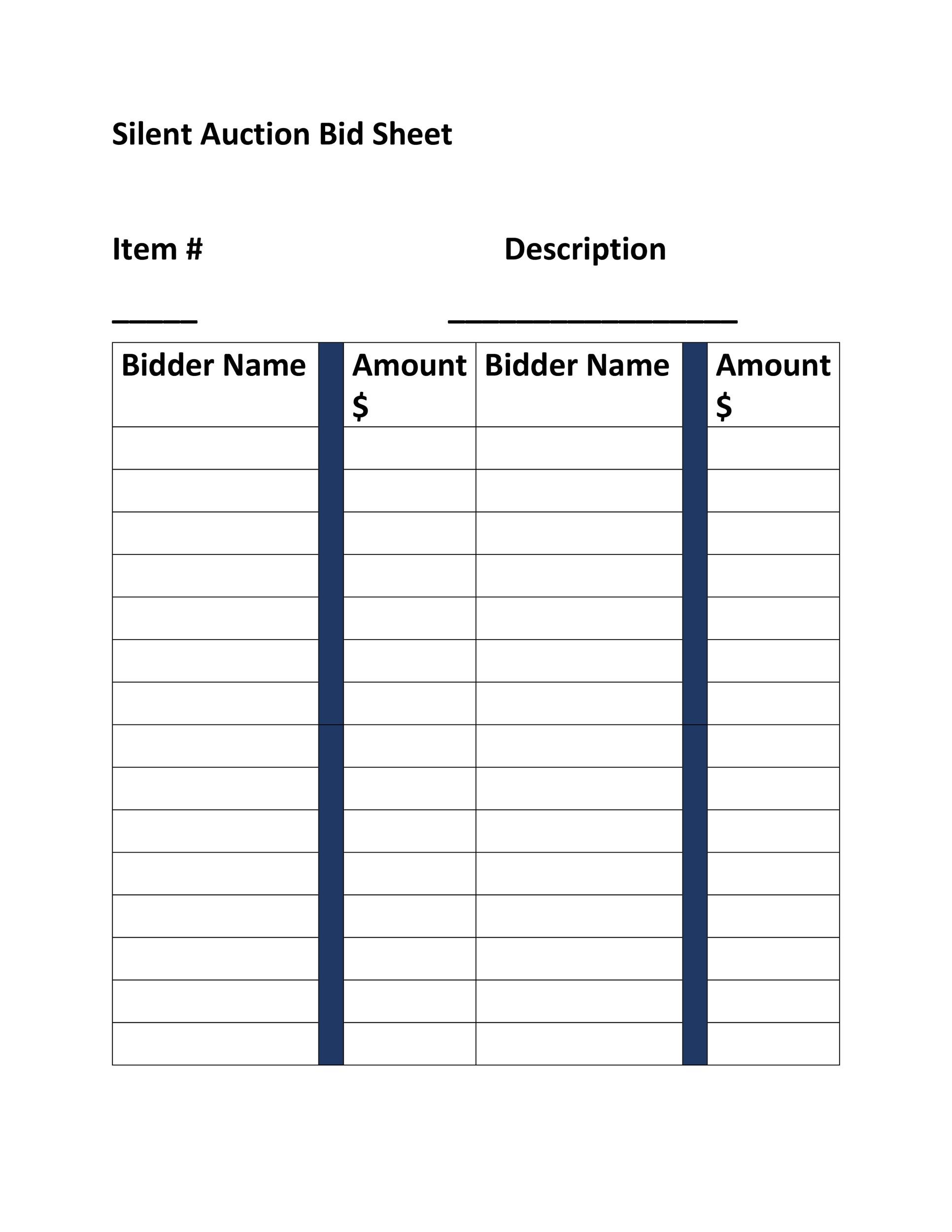 Printable Silent Auction Bid Sheets Customize and Print