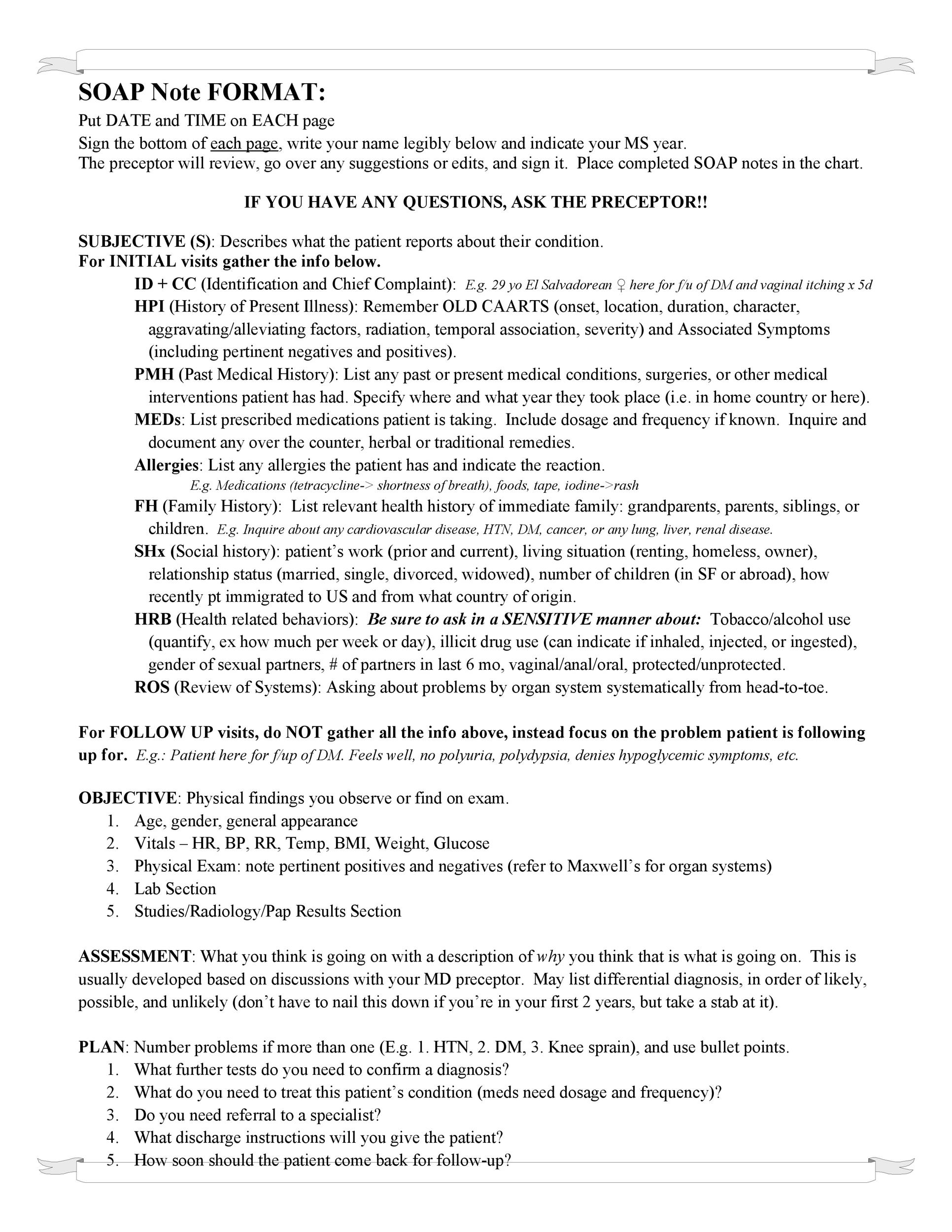 Chart Note Using History And Physical Style