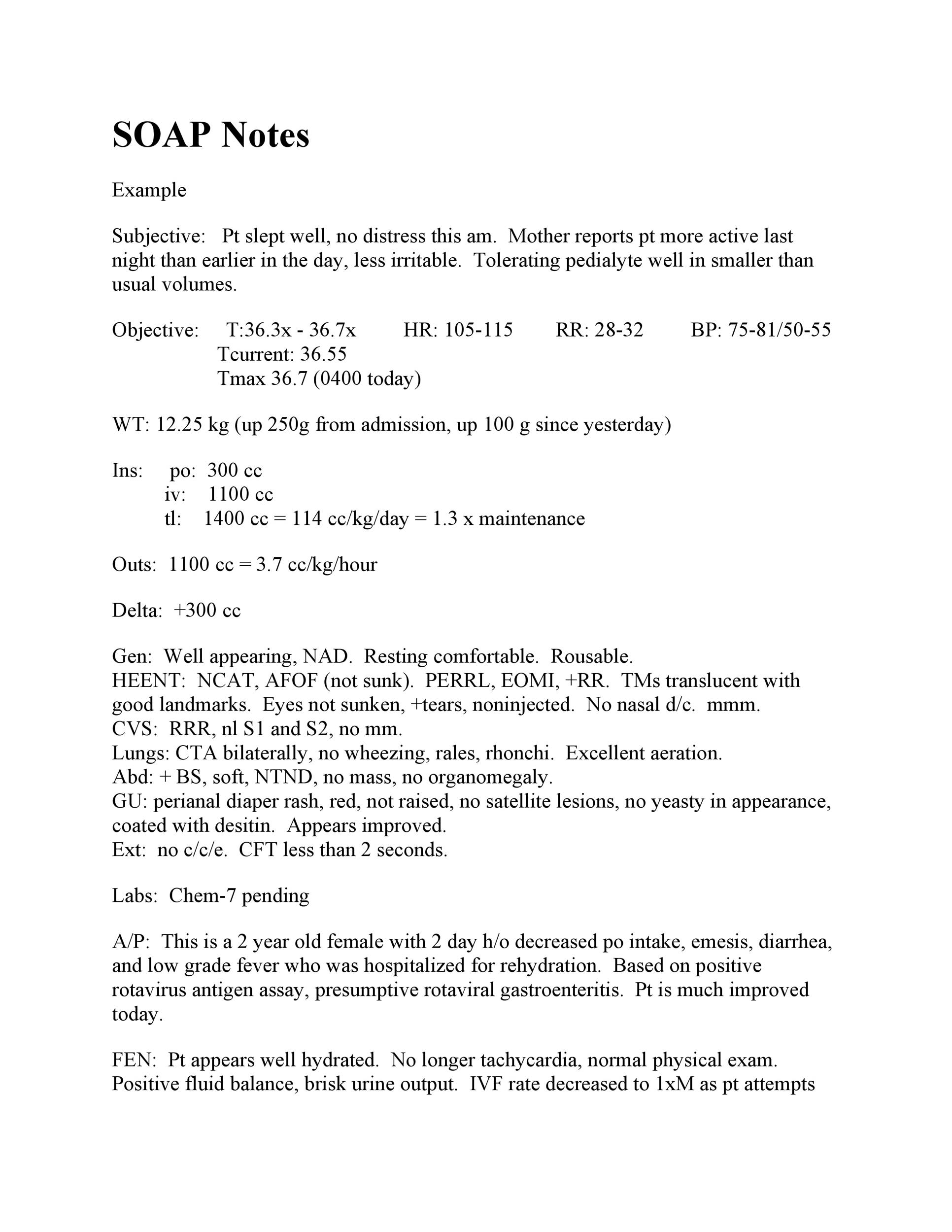 Soap Note Charting Examples