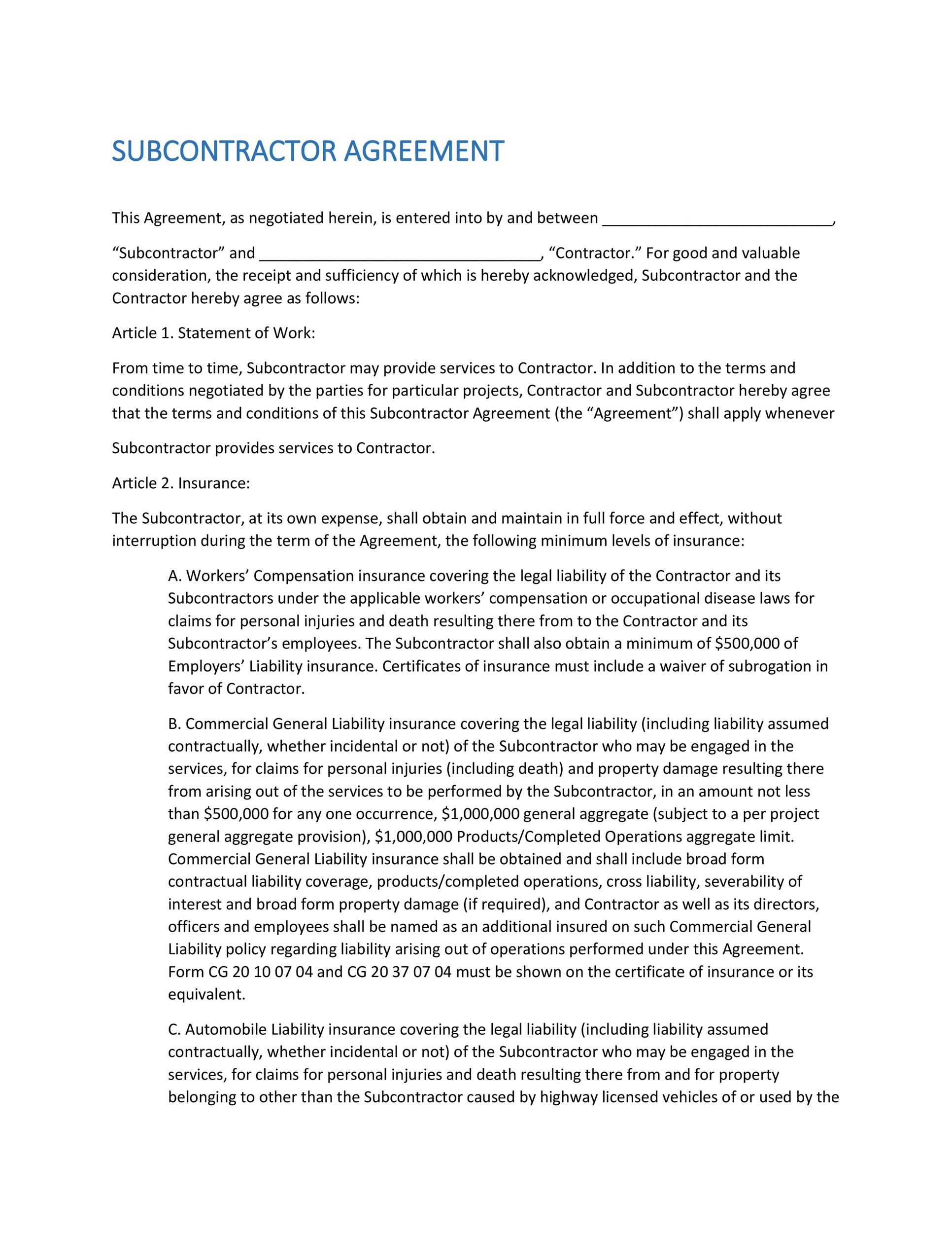 Need a Subcontractor Agreement? 39 Free Templates HERE