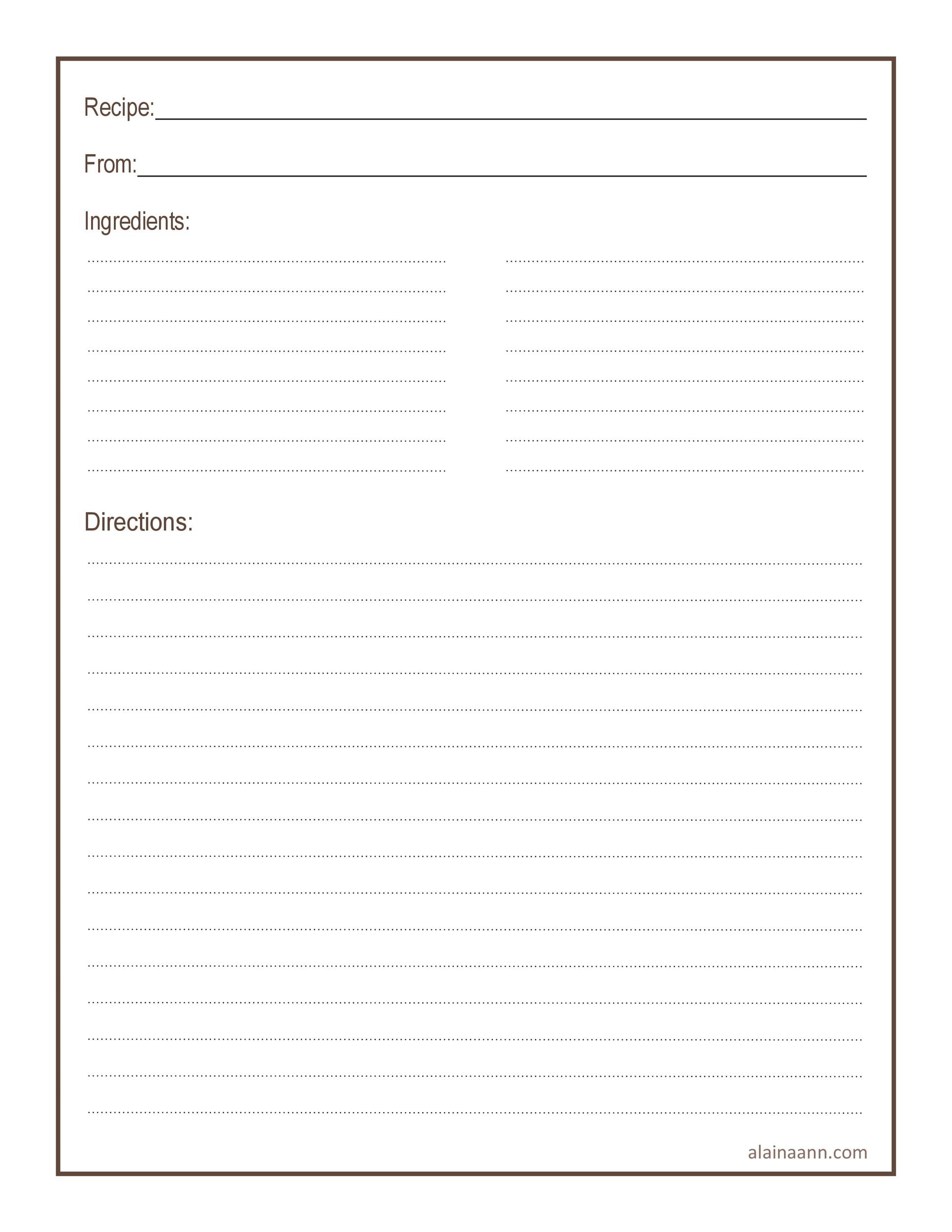 Free Printable Recipe Pages That are Lucrative | Bates's ...