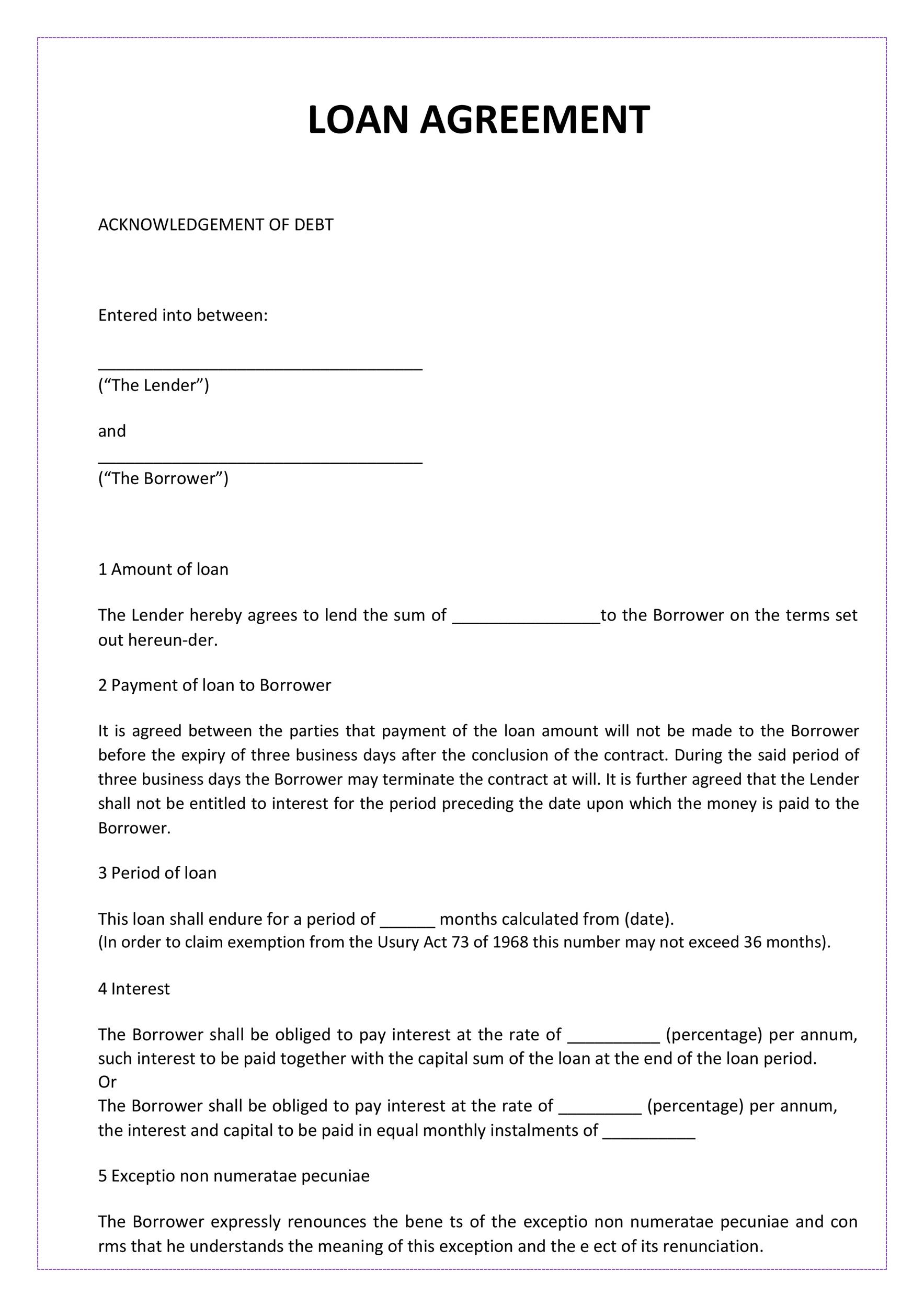 Free Printable Loan Agreement Form