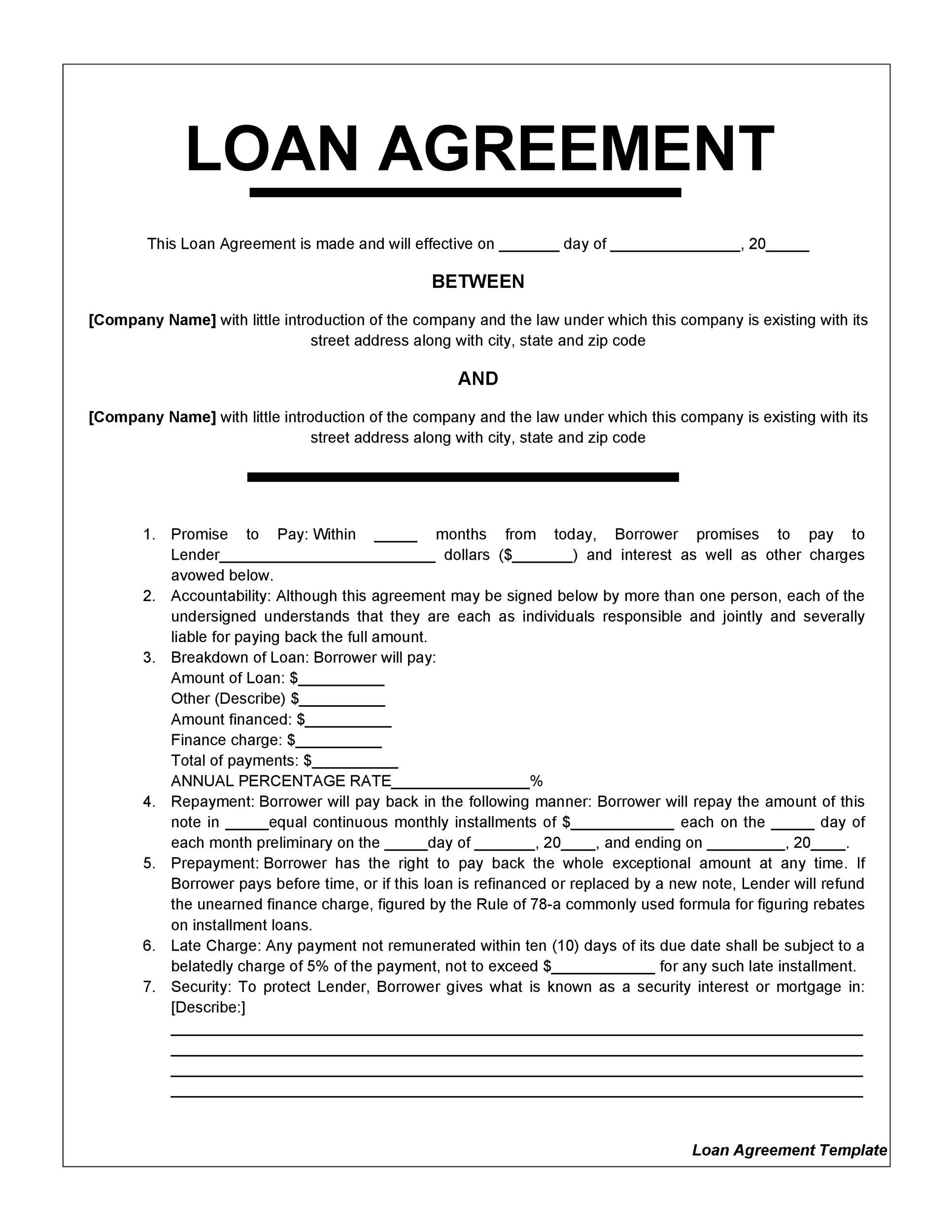 Private Loan Agreement Template Free | Great Professional Template Ideas