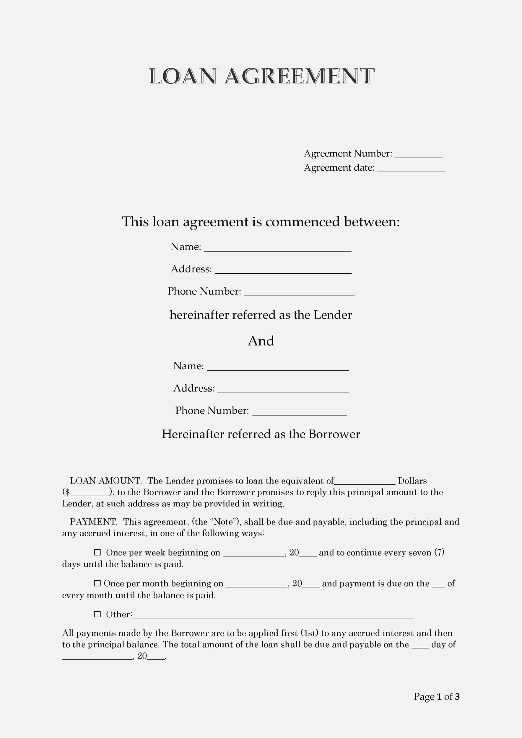 40  Free Loan Agreement Templates Word PDF ᐅ TemplateLab
