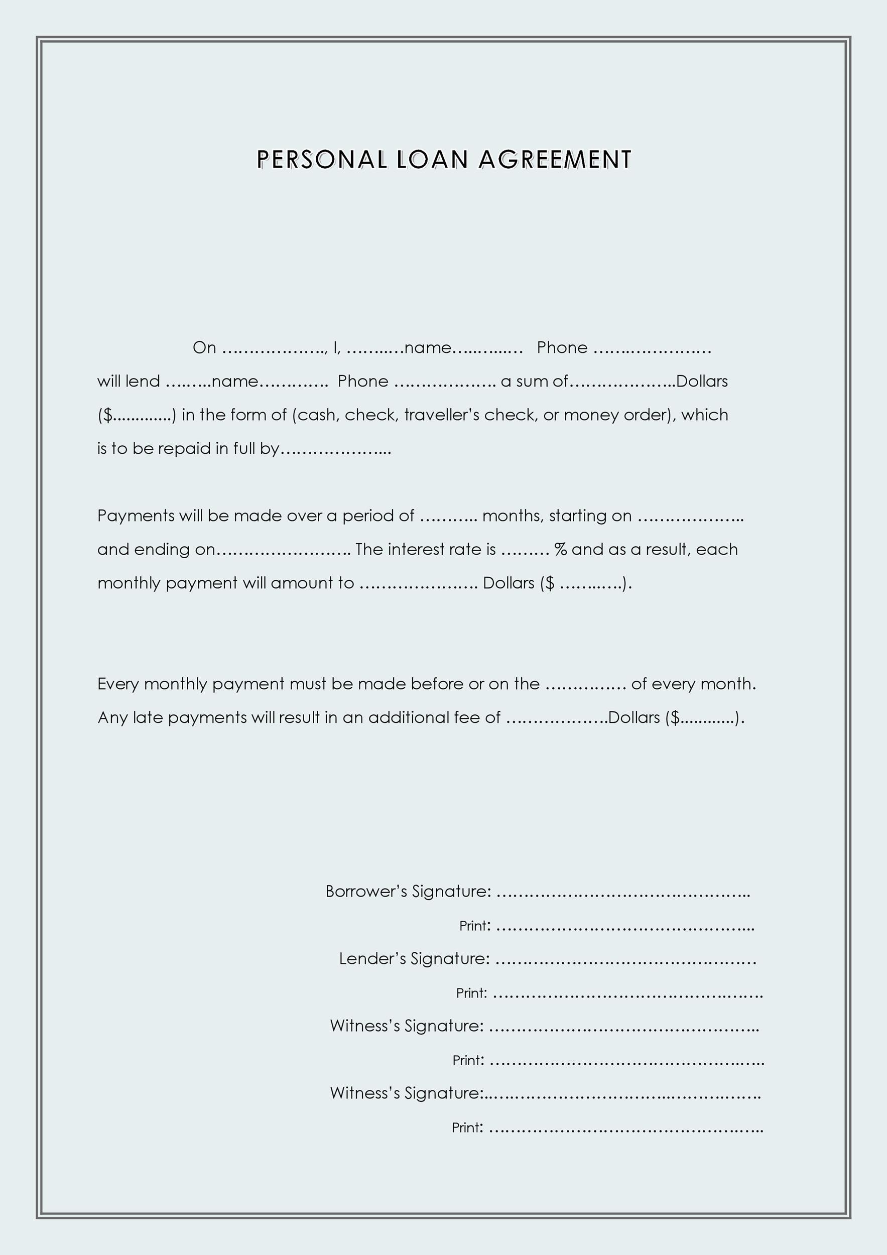 40  Free Loan Agreement Templates Word PDF Template Lab