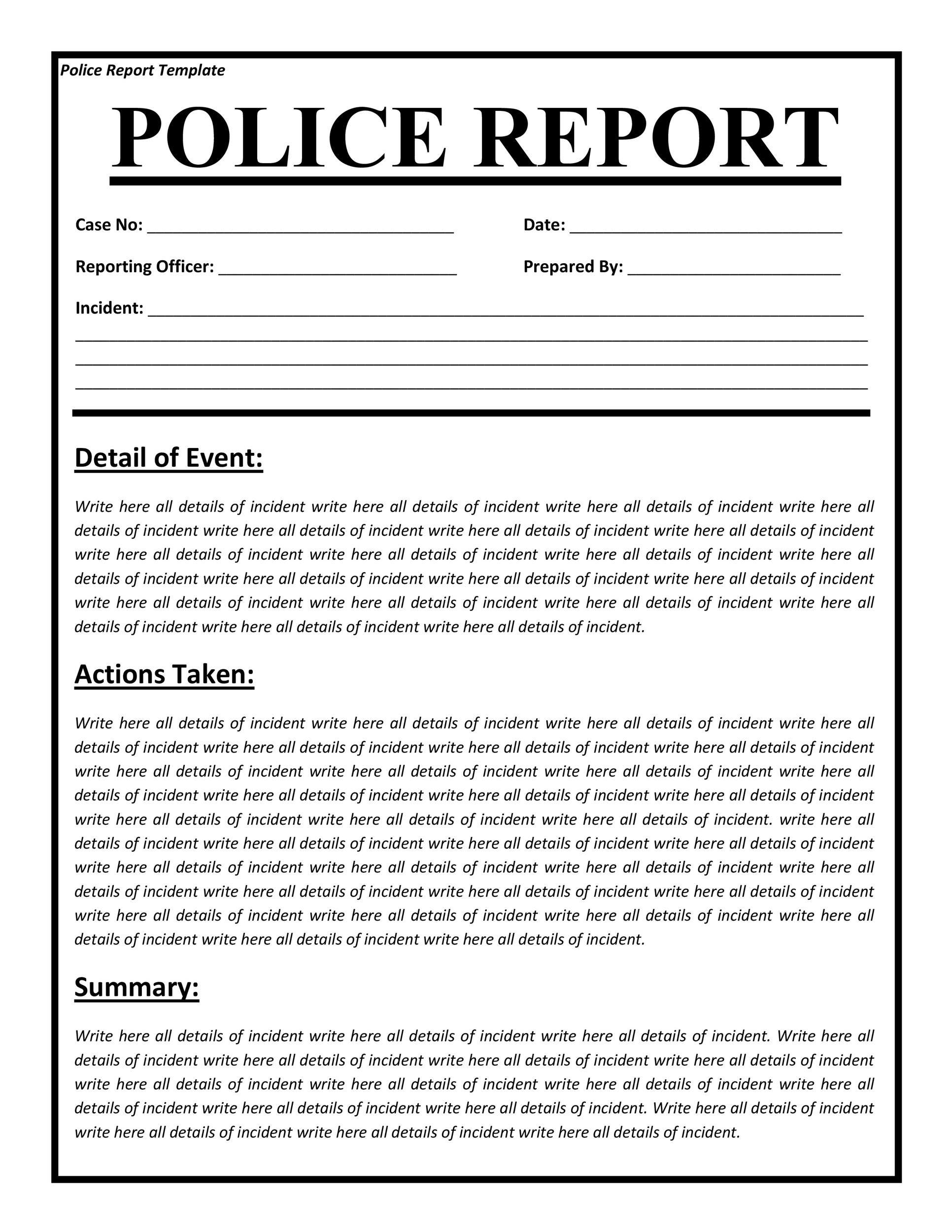 20+ Police Report Template & Examples [Fake / Real] ᐅ TemplateLab