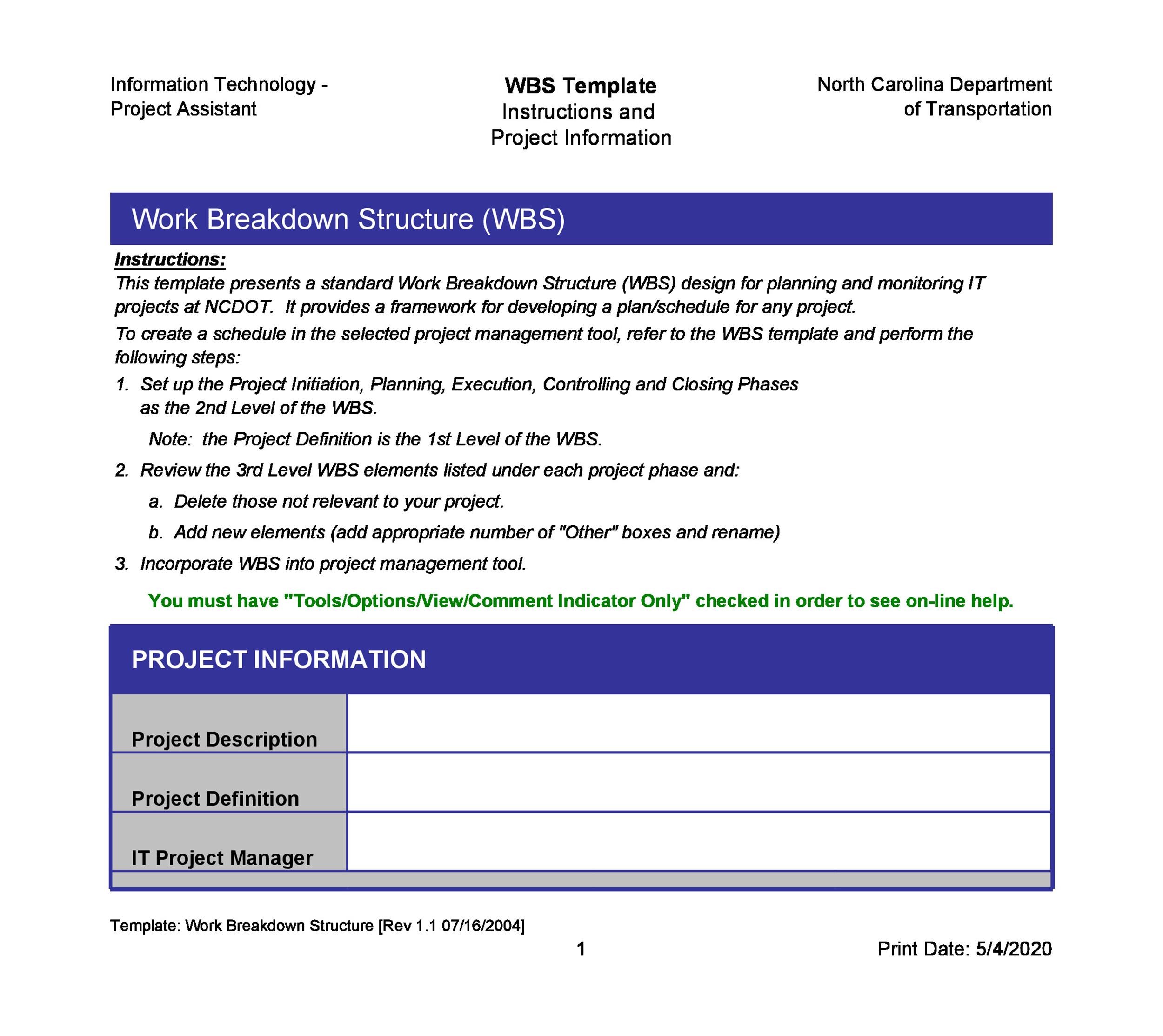 Example Of Work Breakdown Structure Chart