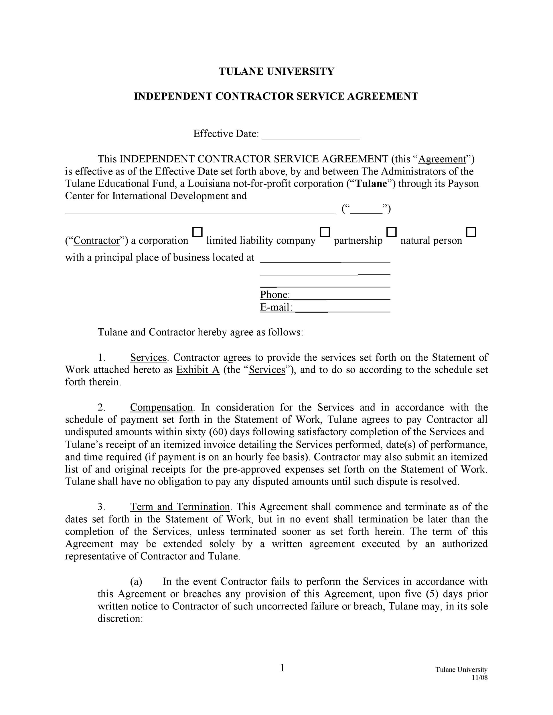 Printable Service Contract Template