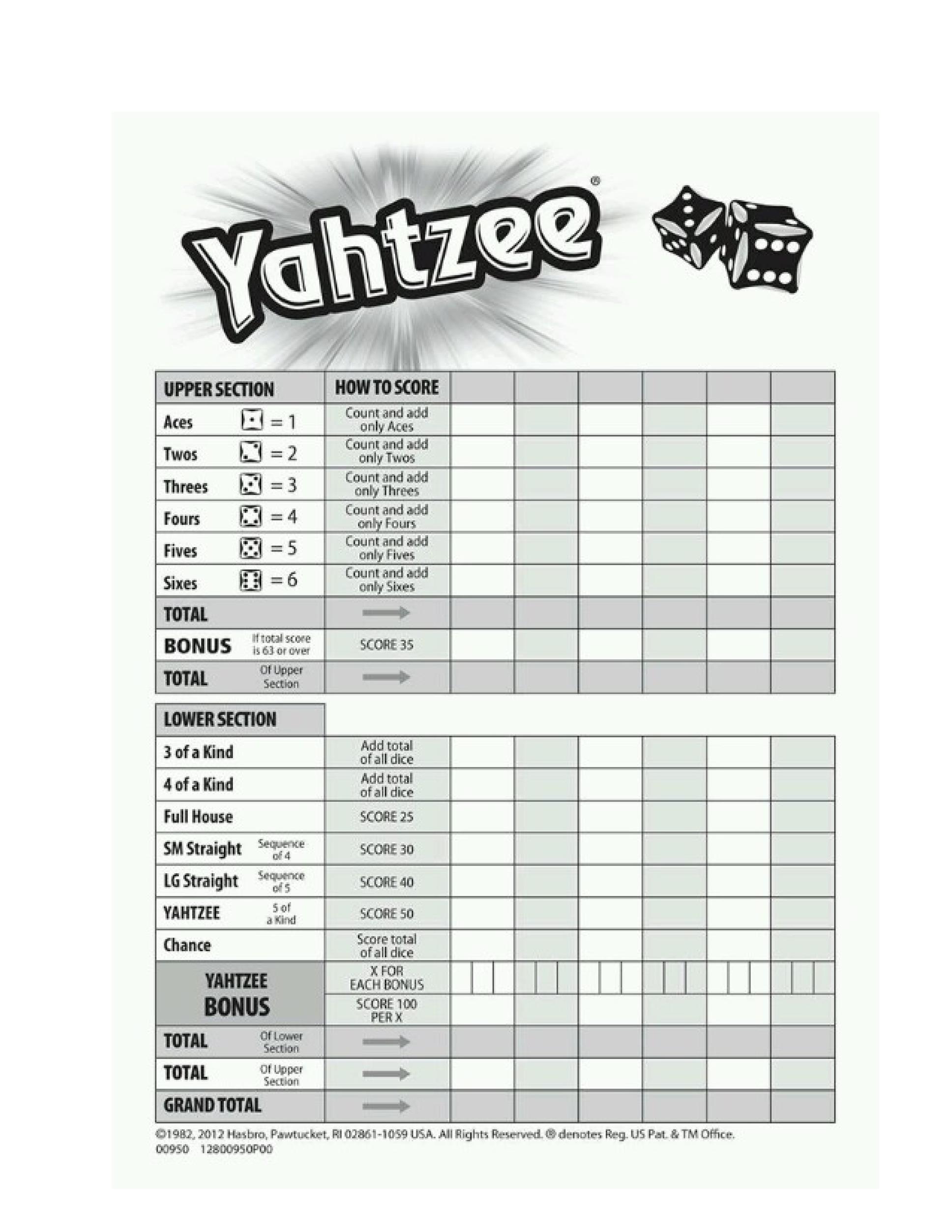 28 Printable Yahtzee Score Sheets & Cards (101 FREE) Template Lab