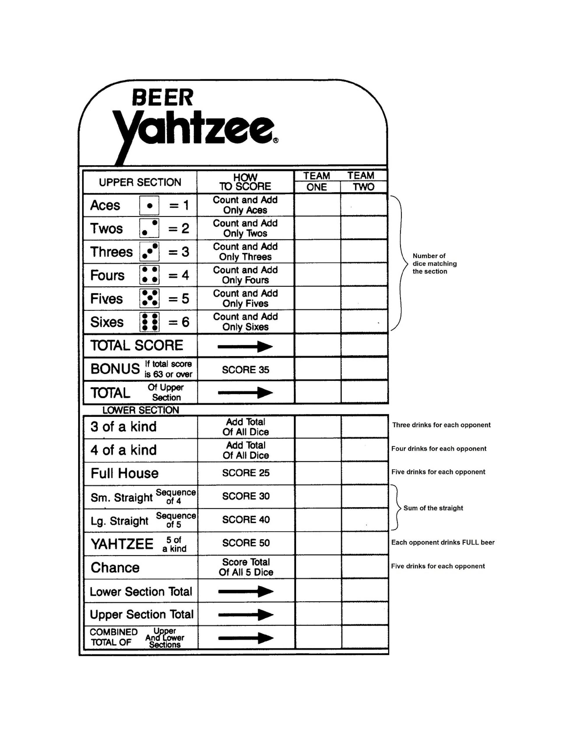 28 Printable Yahtzee Score Sheets & Cards (101 FREE) Template Lab