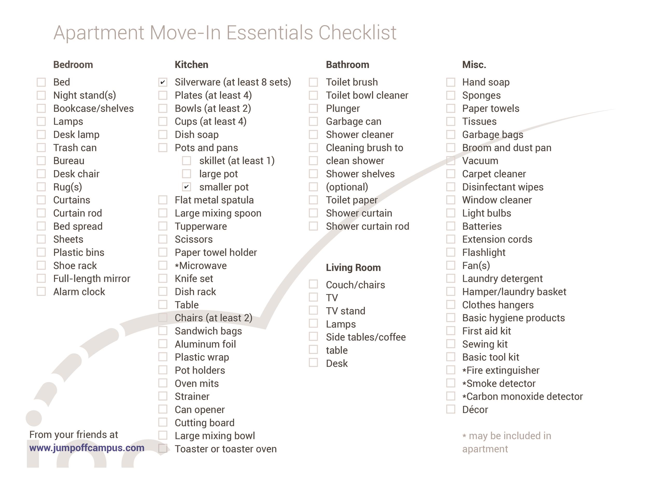 First New Apartment Checklist 40 Essential Templates ᐅ