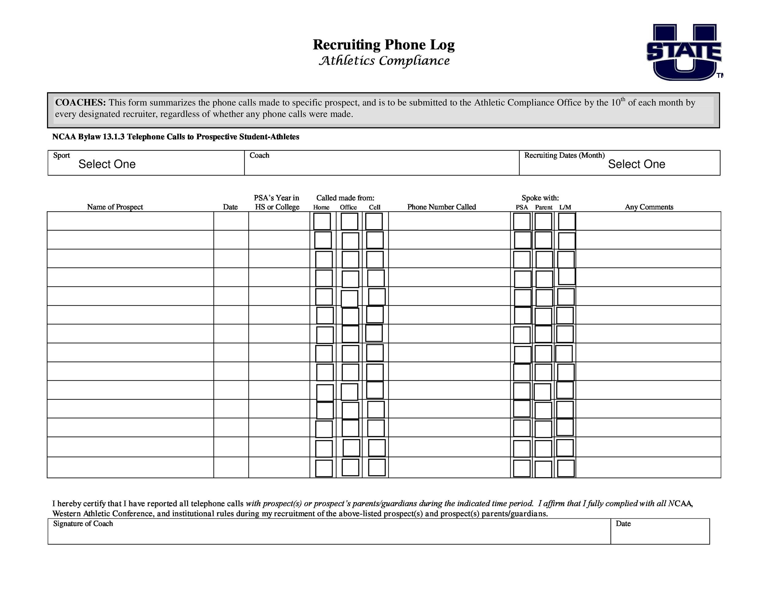 40  Printable Call Log Templates Word Excel PDF TemplateLab