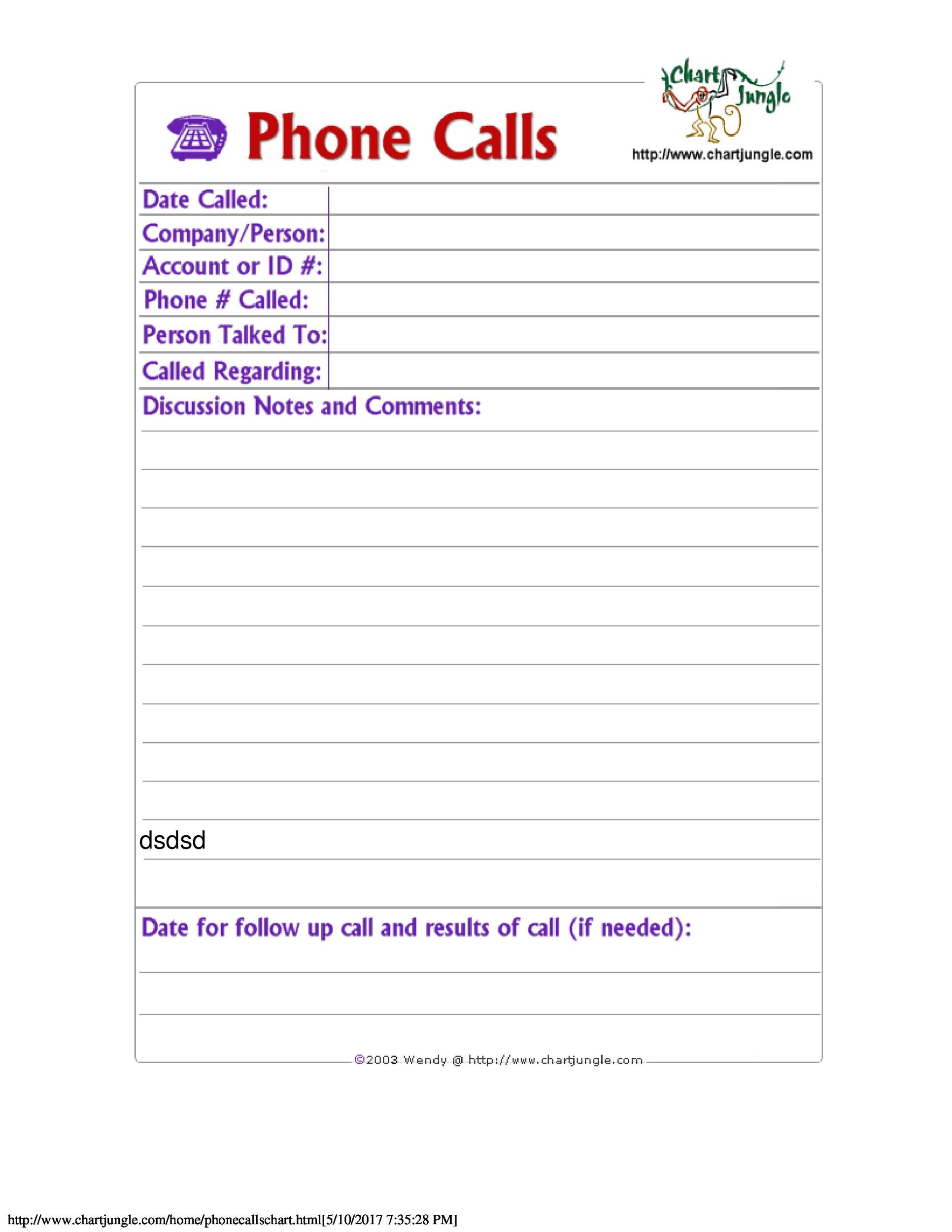 Call Log Templates in Word and Excel