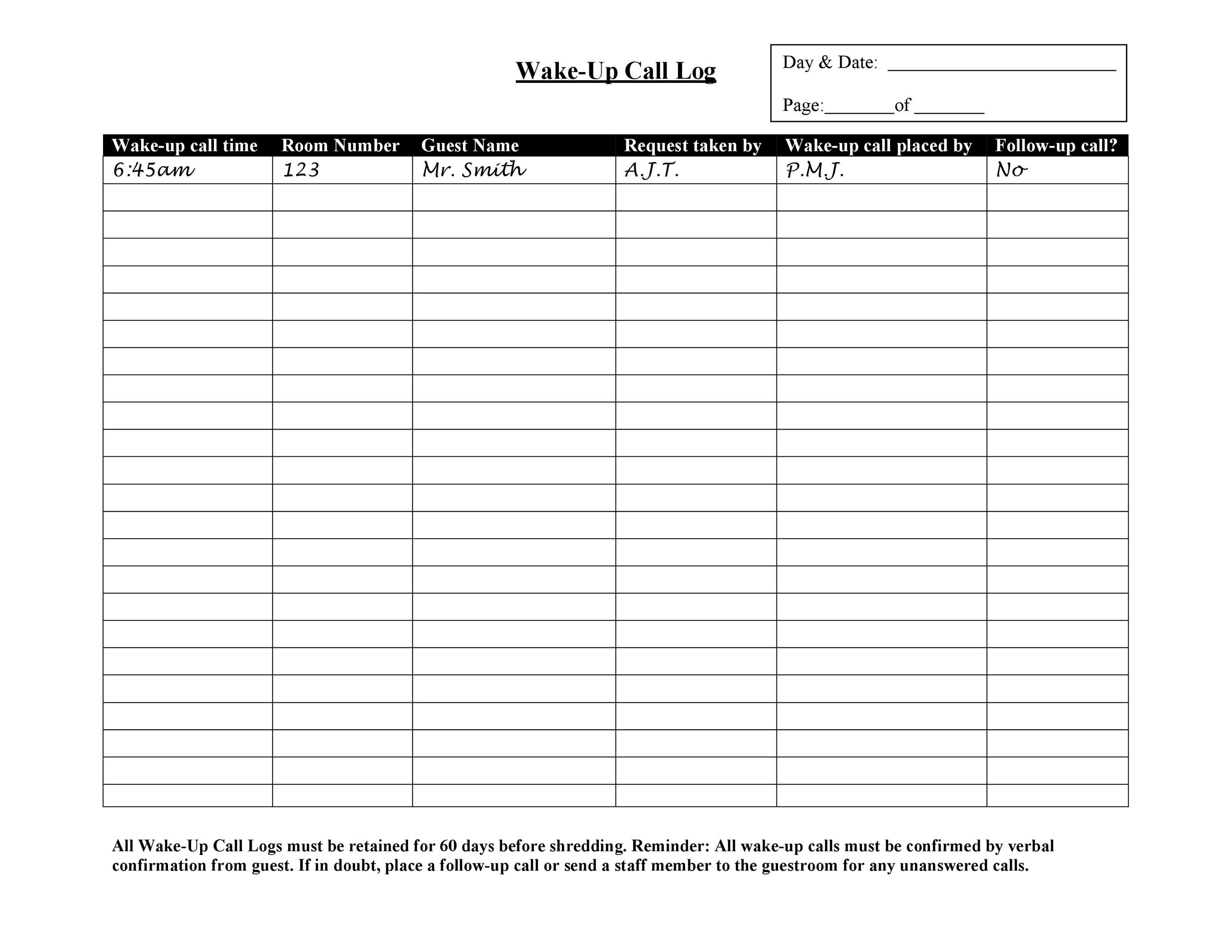 40+ Printable Call Log Templates [Word,Excel,PDF] TemplateLab