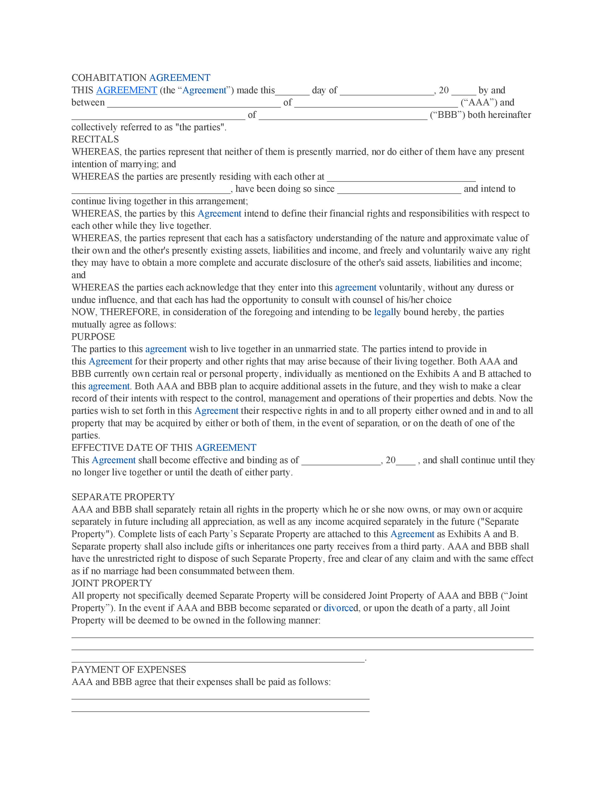 cohabitation-agreement-30-free-templates-forms-template-lab