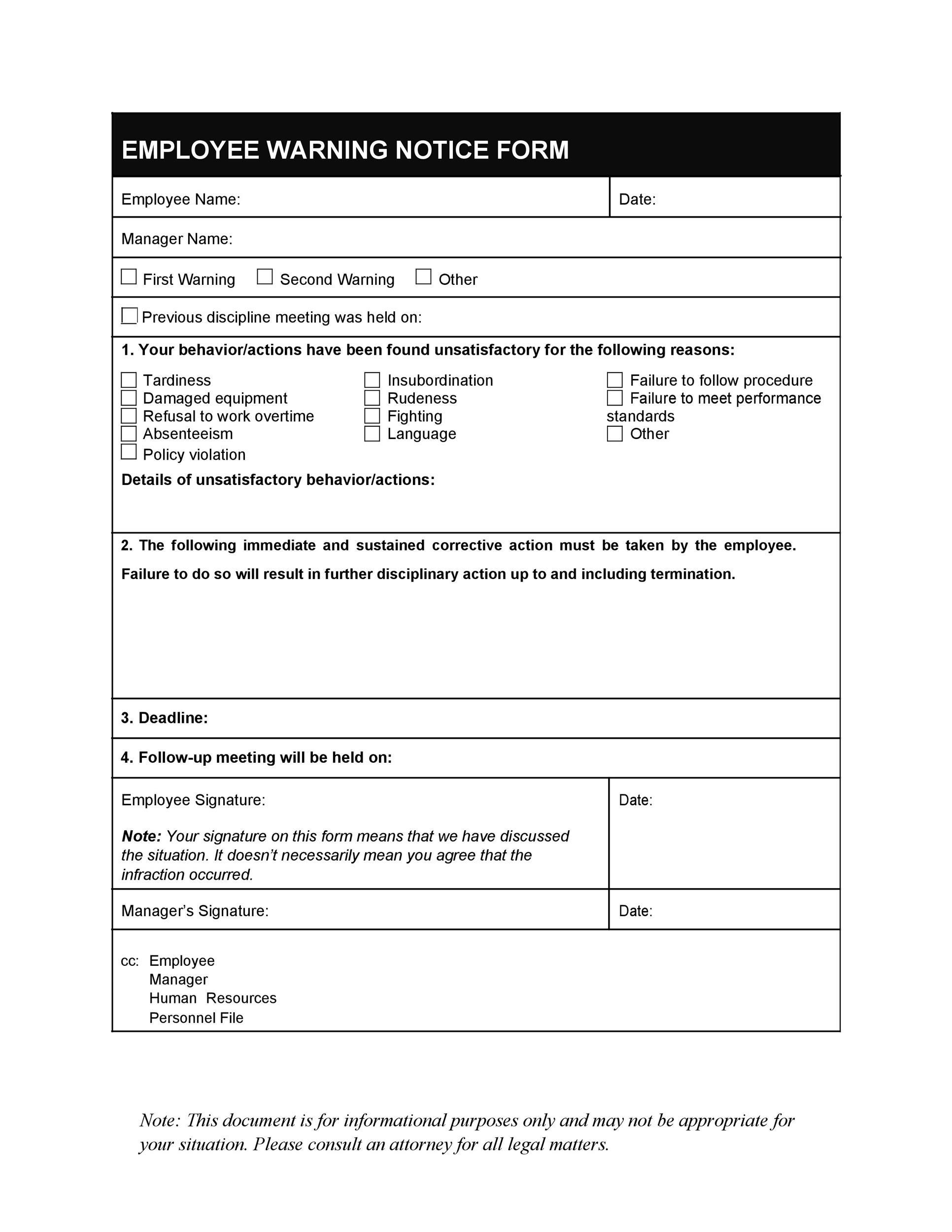 Employee Warning Letter Template Word
