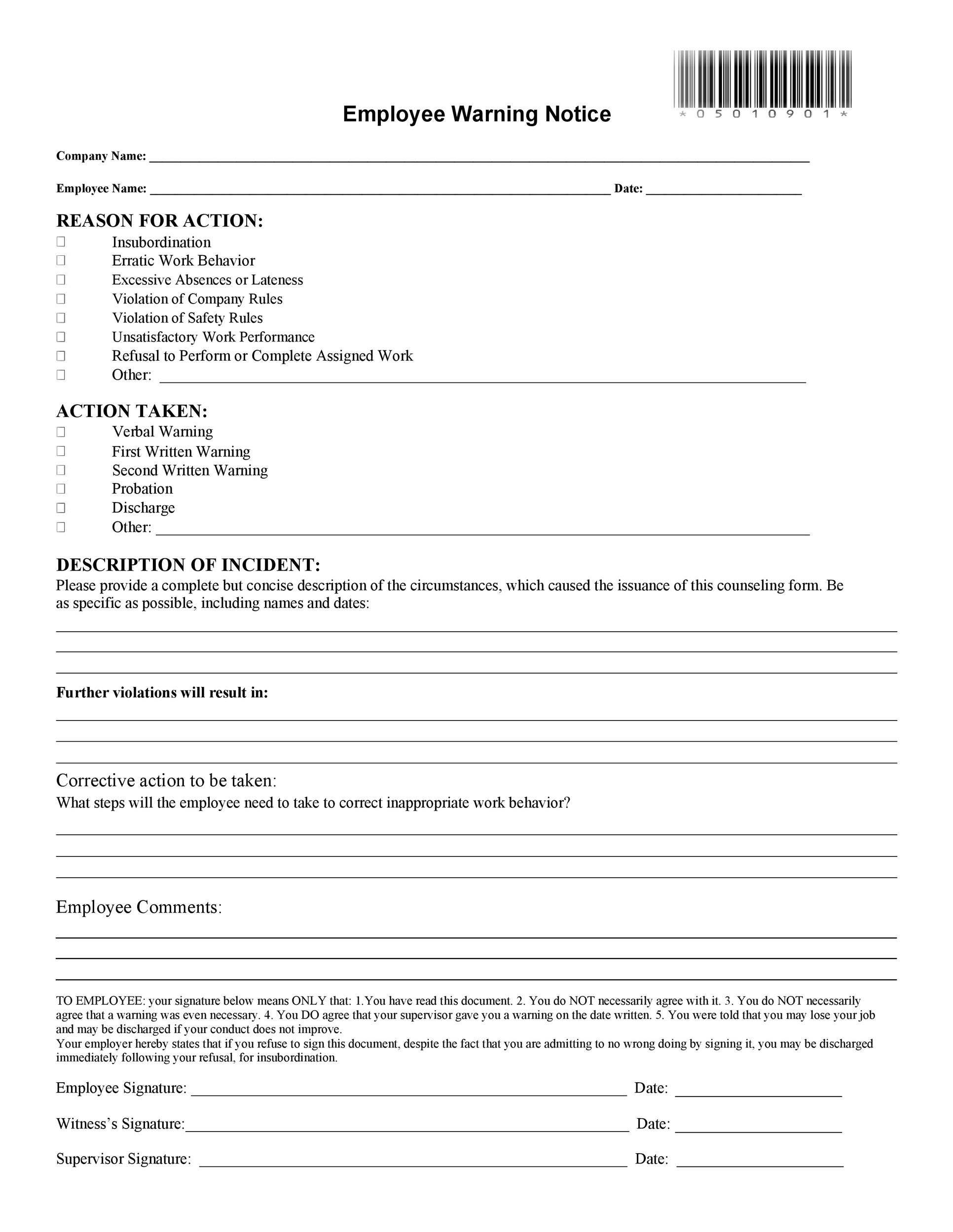 Employee Warning Notice Download 56 Free Templates & Forms