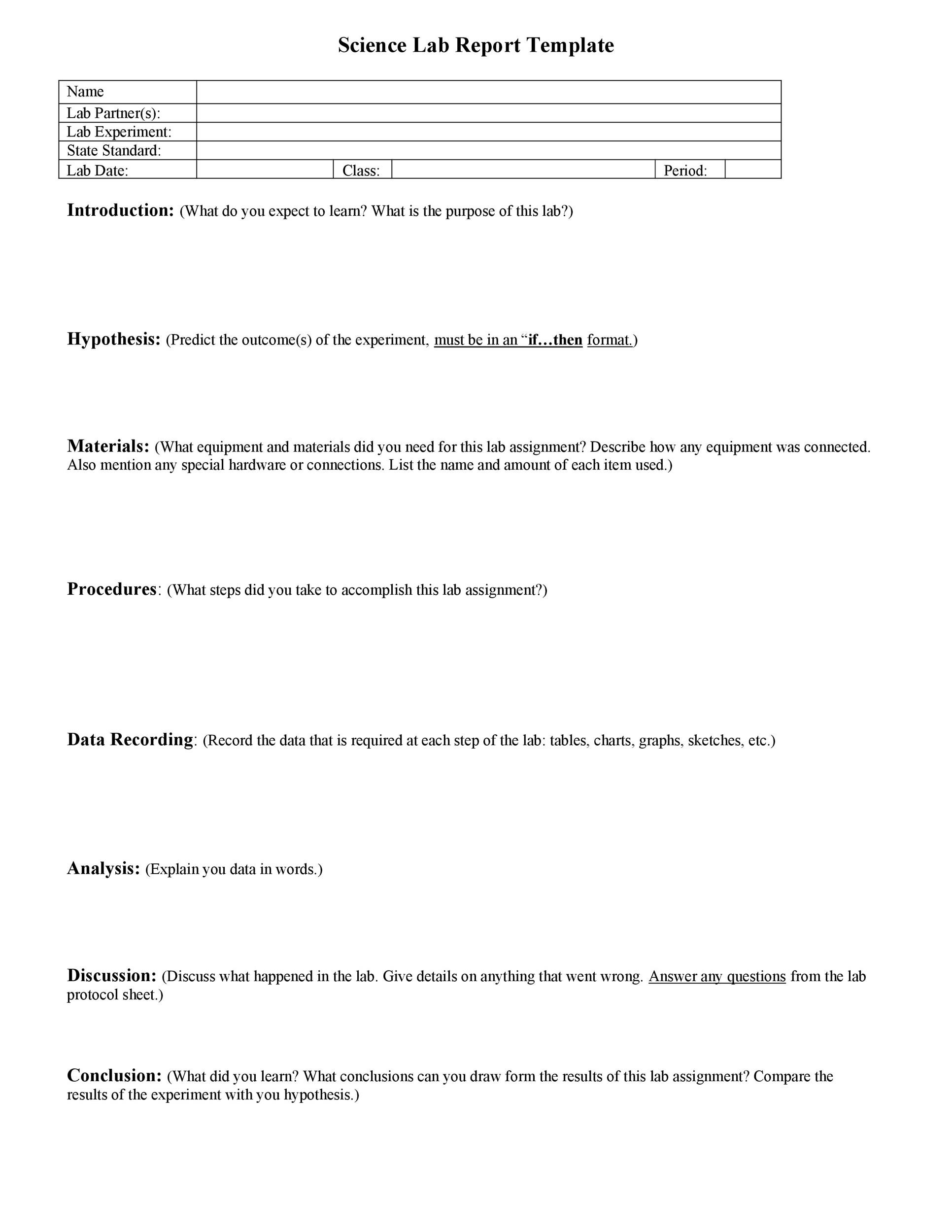 Lab Report Template For Word