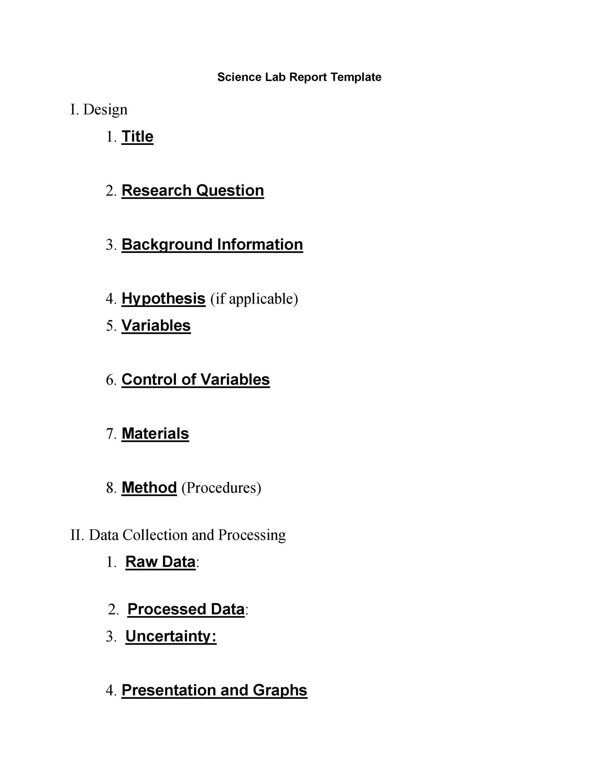 Formal lab report for physics