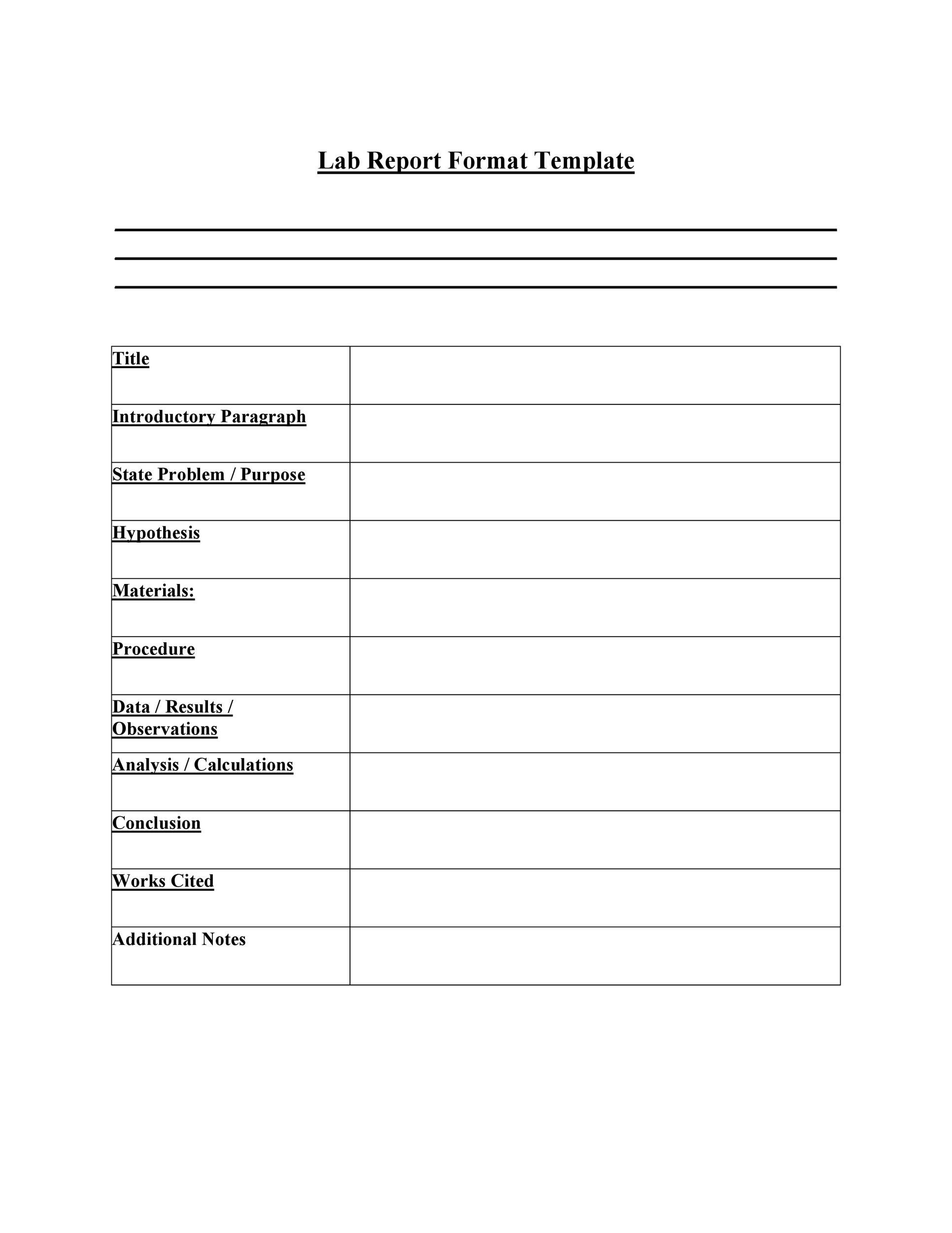 Formal Lab Report Template