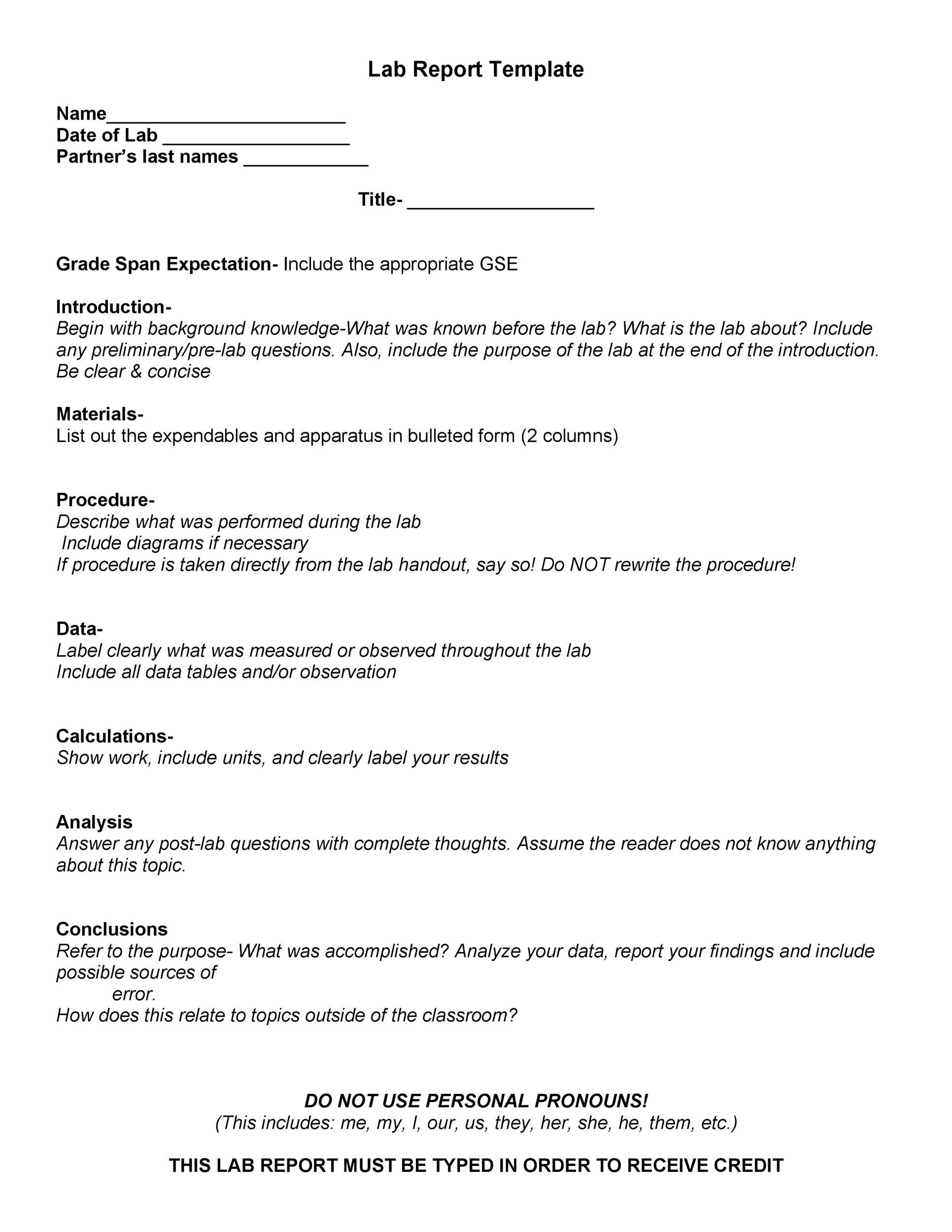 lab report template