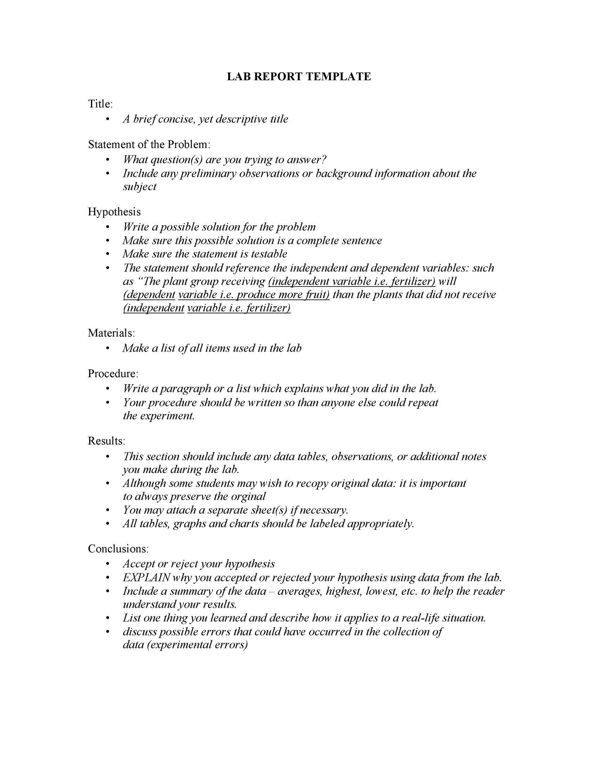 Writing A Lab Report Worksheet - Chemistry Lab Resources (for CHM 1XX