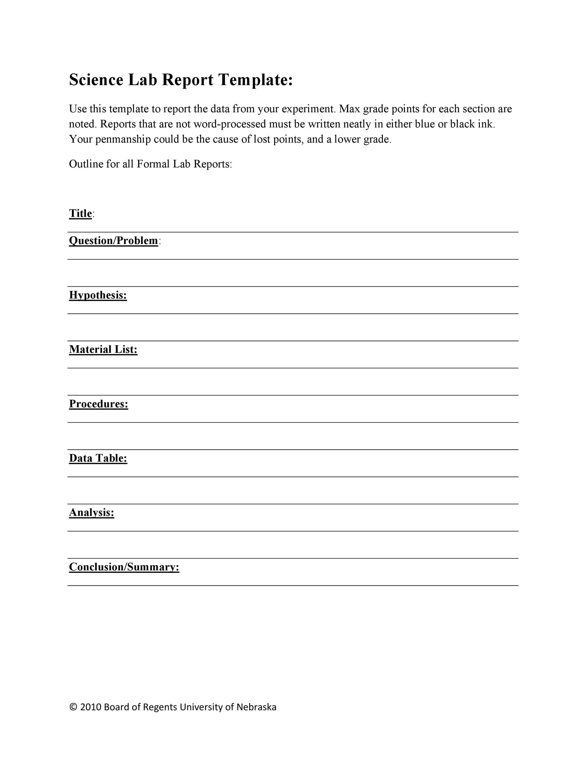 Science Lab Report Template Word