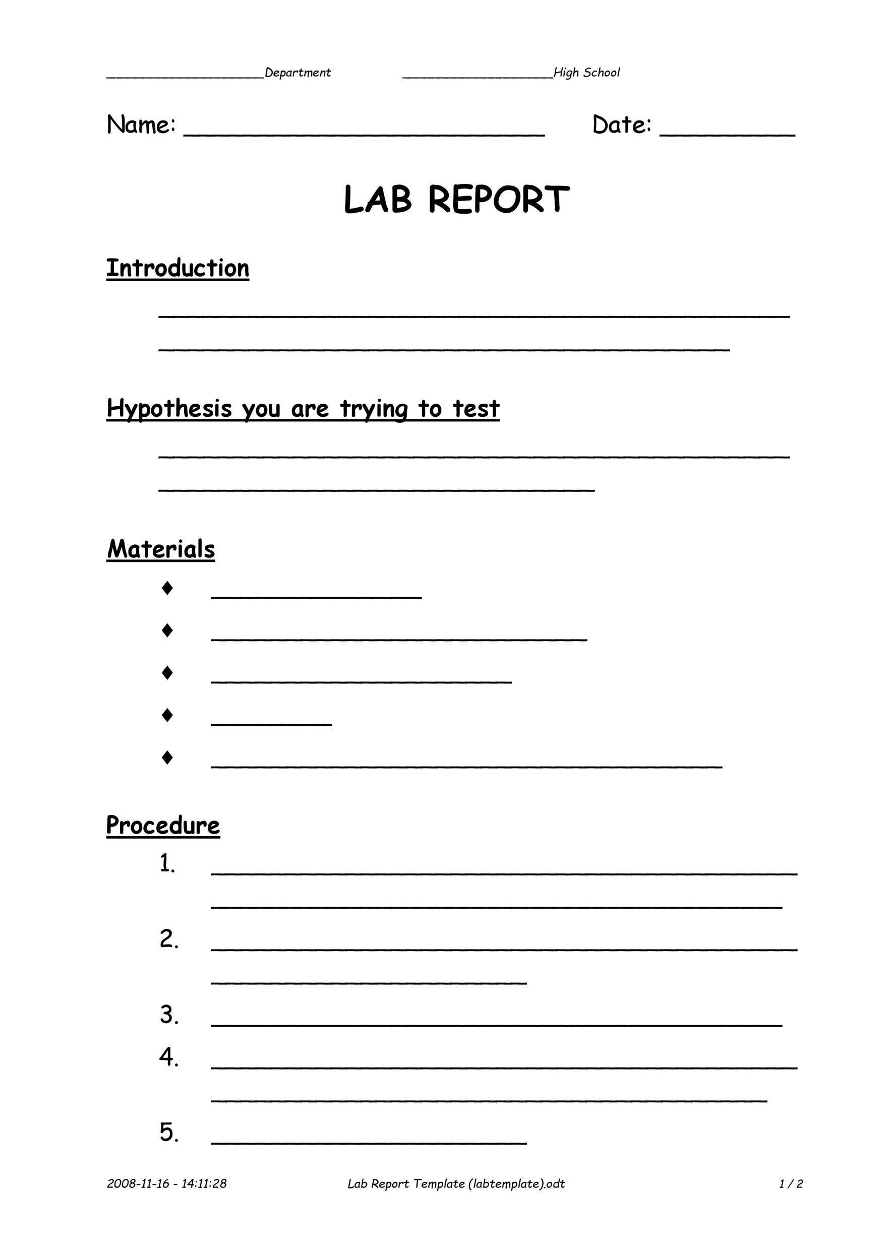 Free Printable Lab Report Template Printable Templates