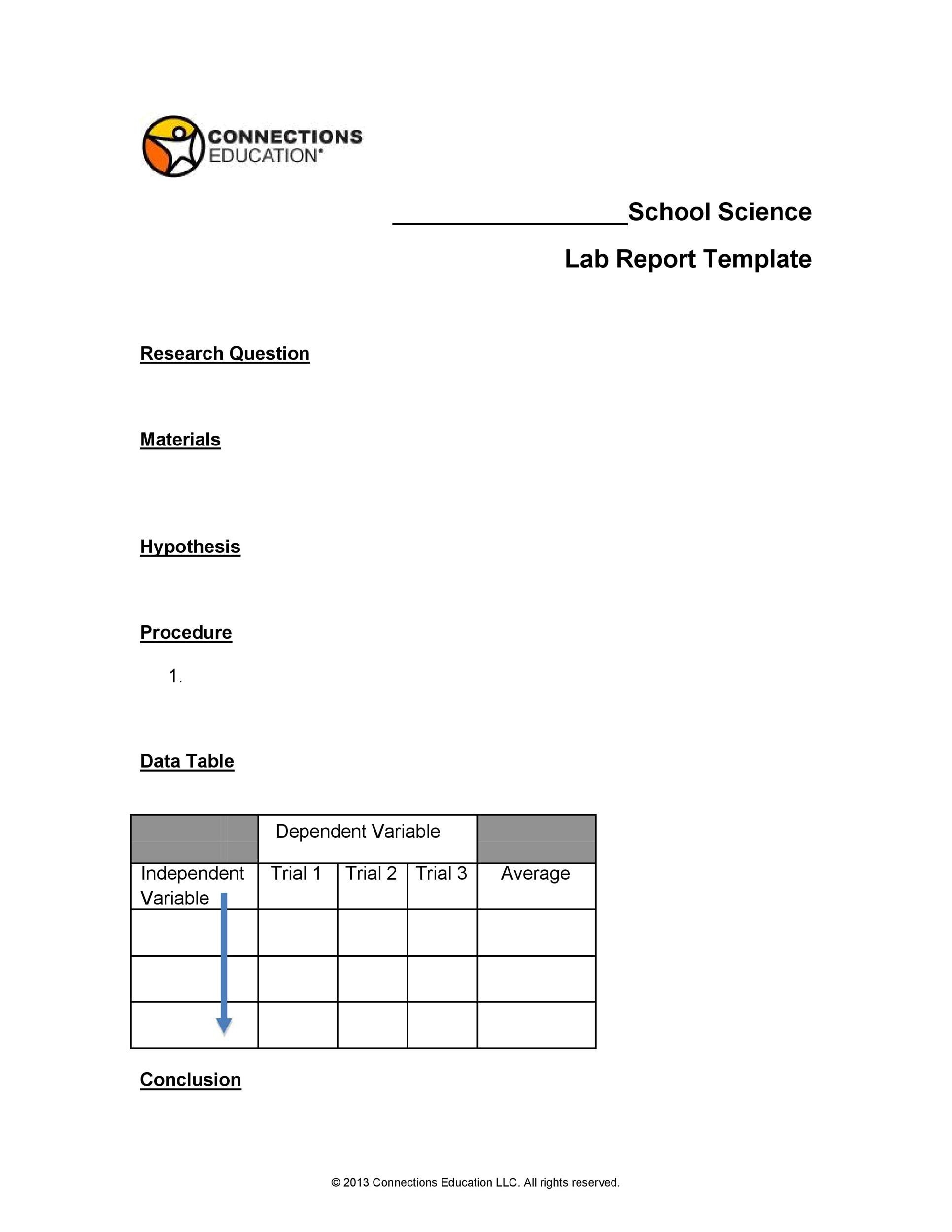 scientific lab report sample