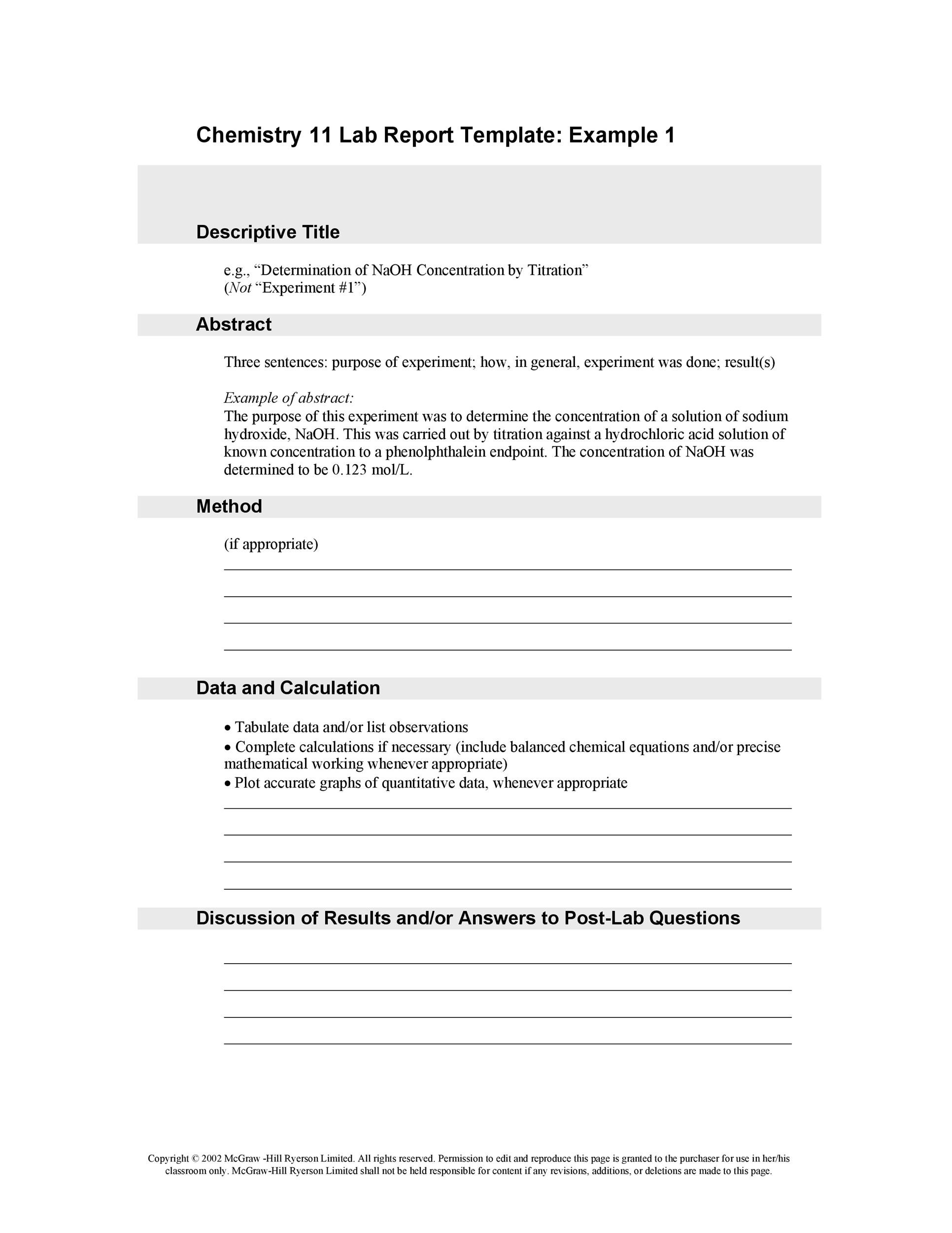 Example of a lab report method