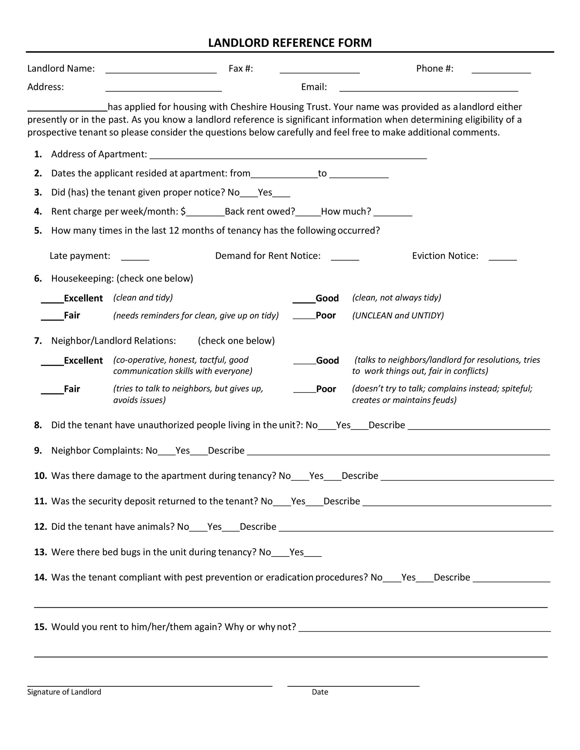 Letter Requesting Reference From Previous Landlord