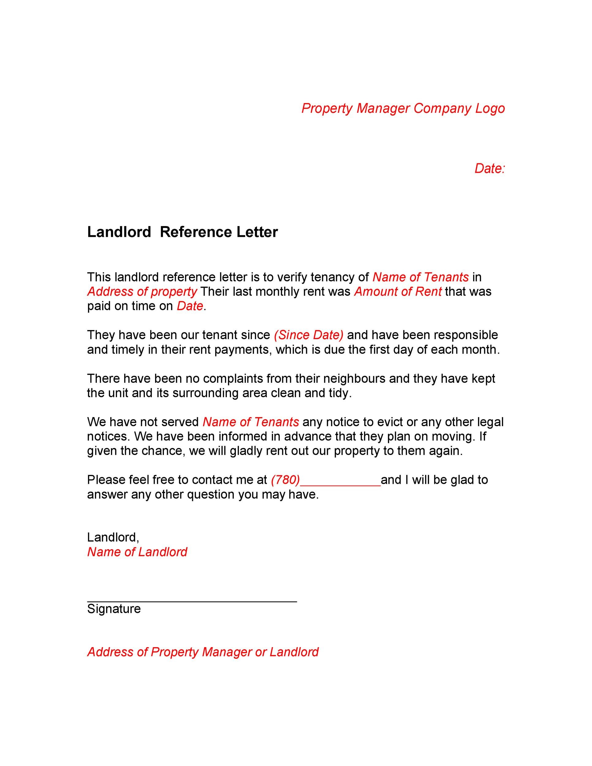 Sample Letter to Landlord