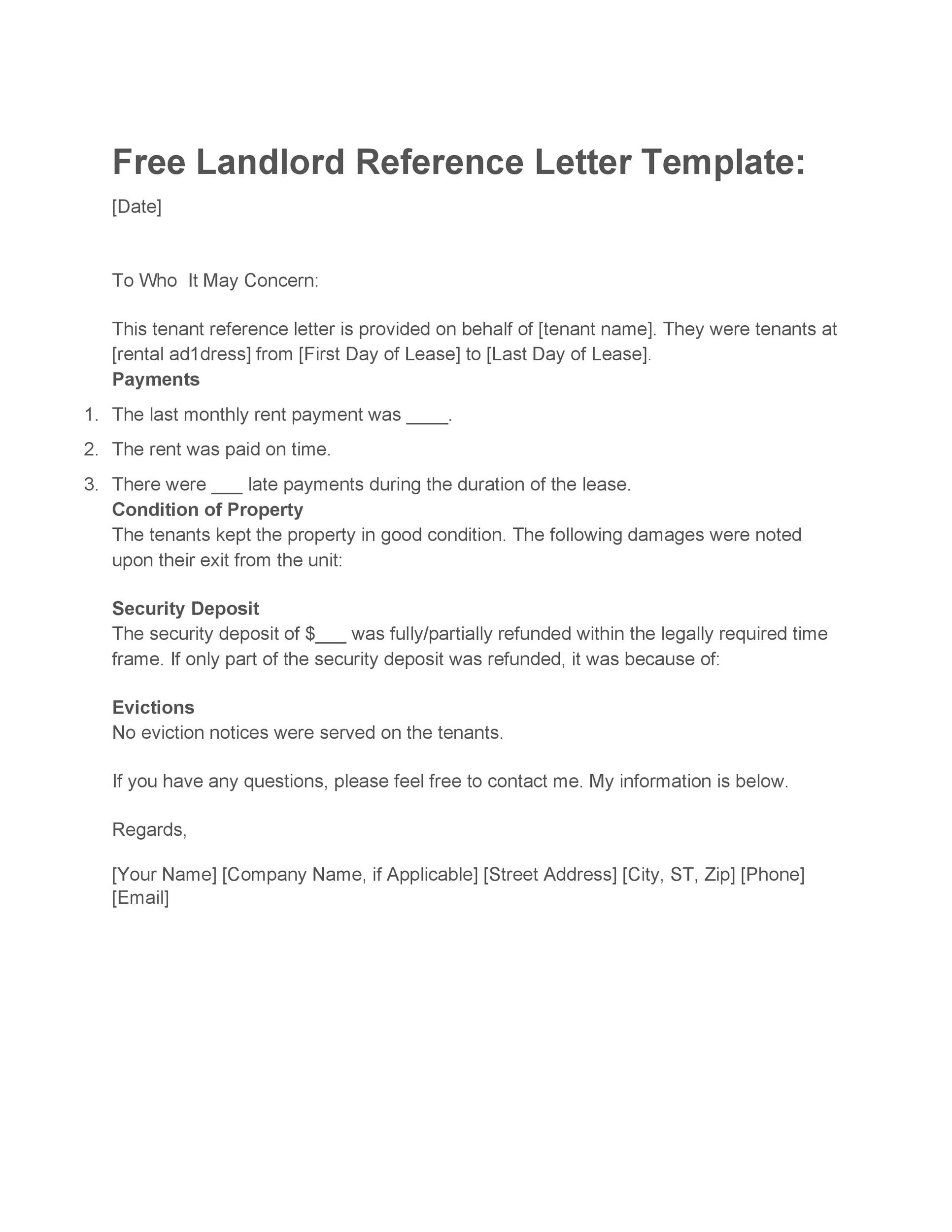 Reference Letter From Employer For Landlord