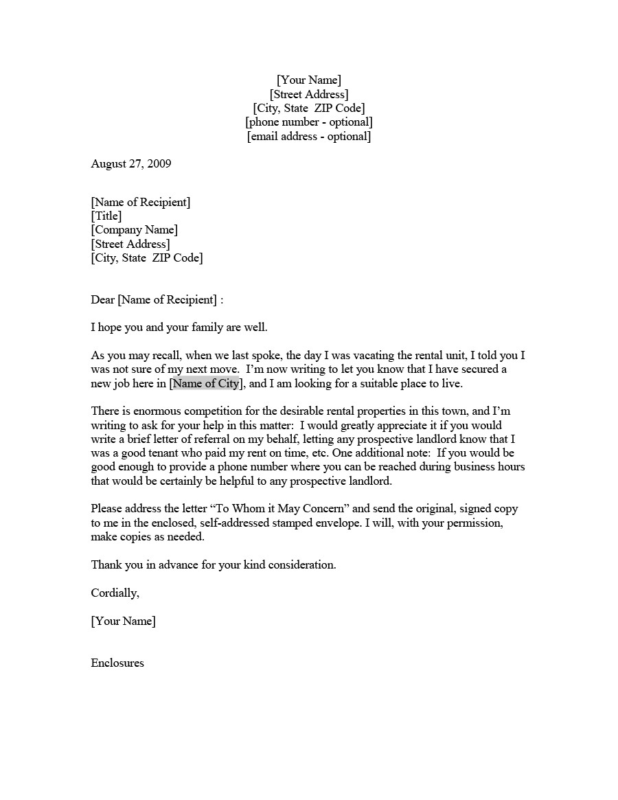 40 Landlord Reference Letters Form Samples TemplateLab