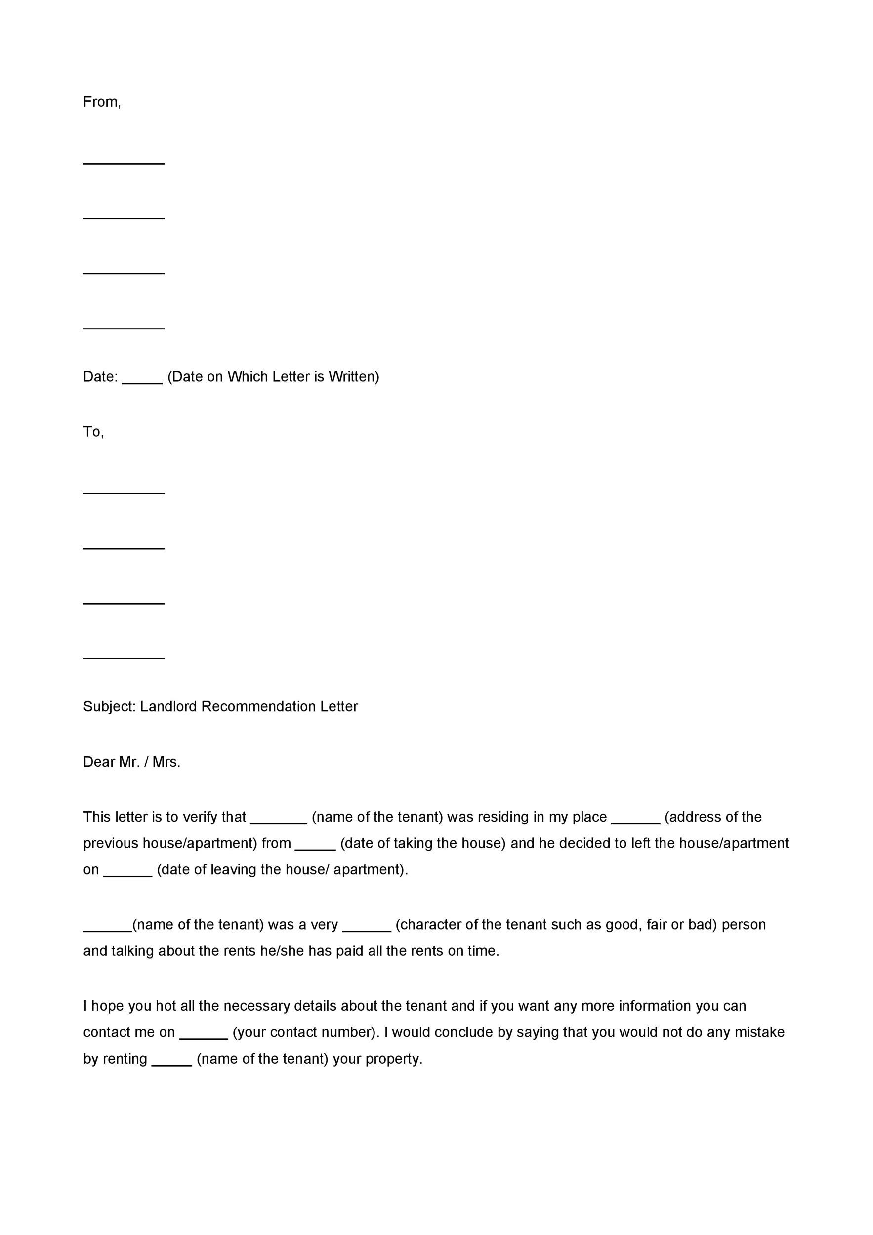 40 Landlord Reference Letters And Form Samples ᐅ Templatelab