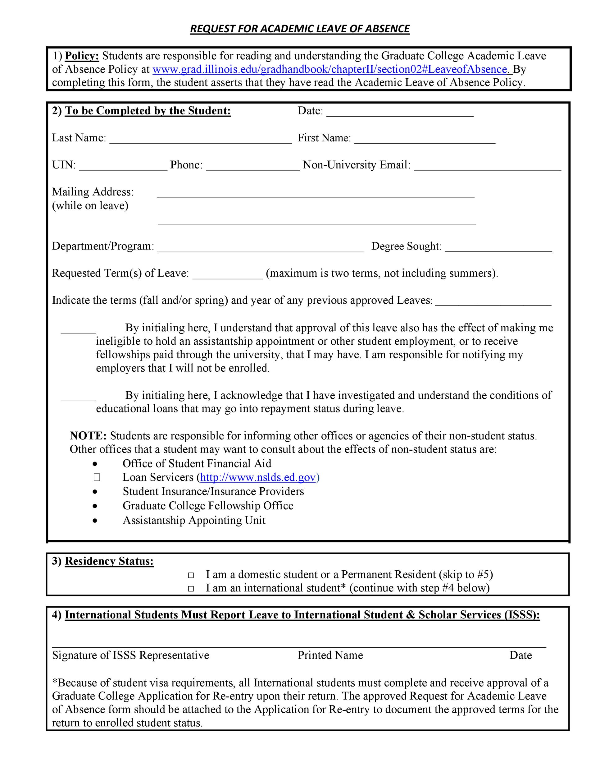 Free Leave Of Absence Letters And Forms Template Lab 21060 Hot Sex Picture 