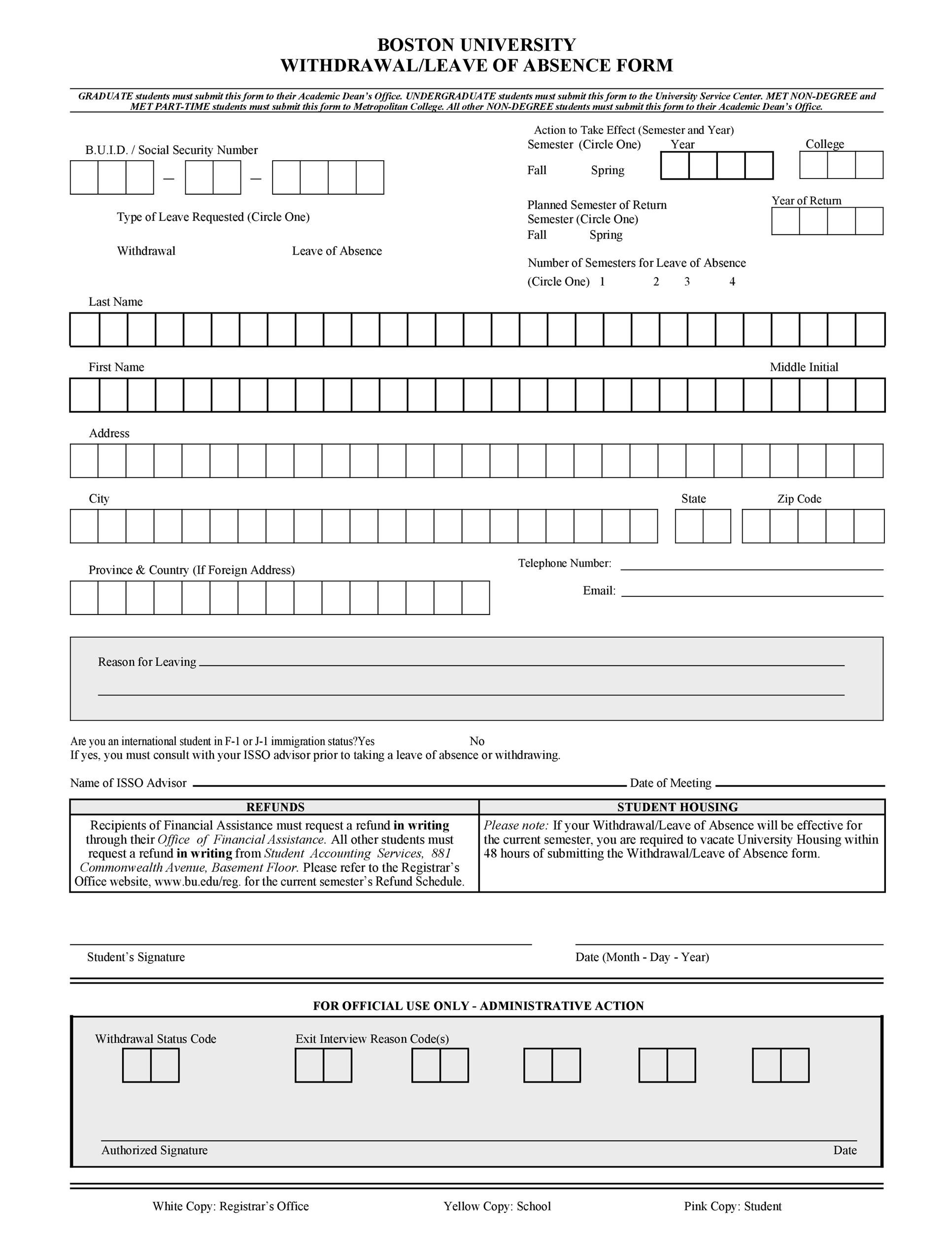 45 Free Leave of Absence Letters and Forms ᐅ Template Lab