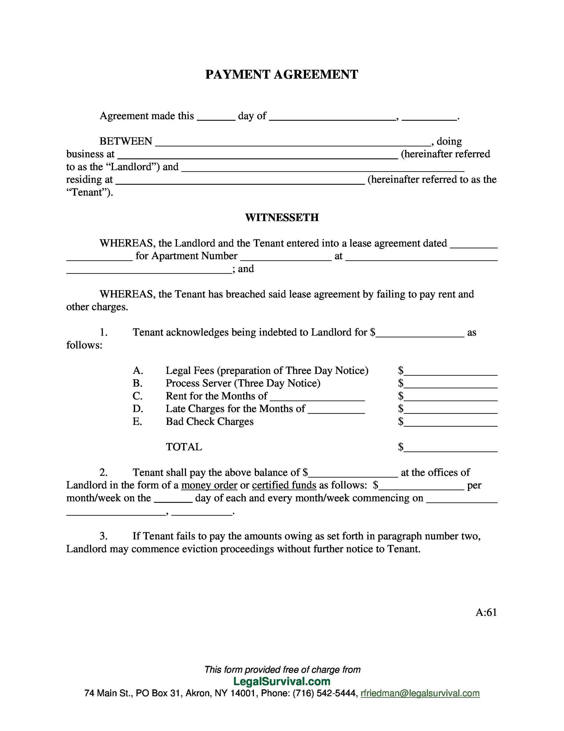 Payment Agreement 40 Templates Contracts Template Lab