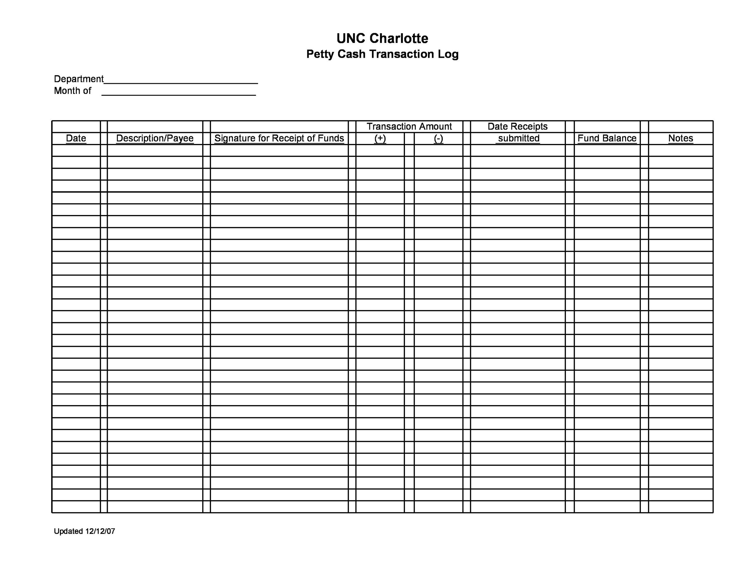 40 Petty Cash Log Templates & Forms [Excel, PDF, Word] Template Lab