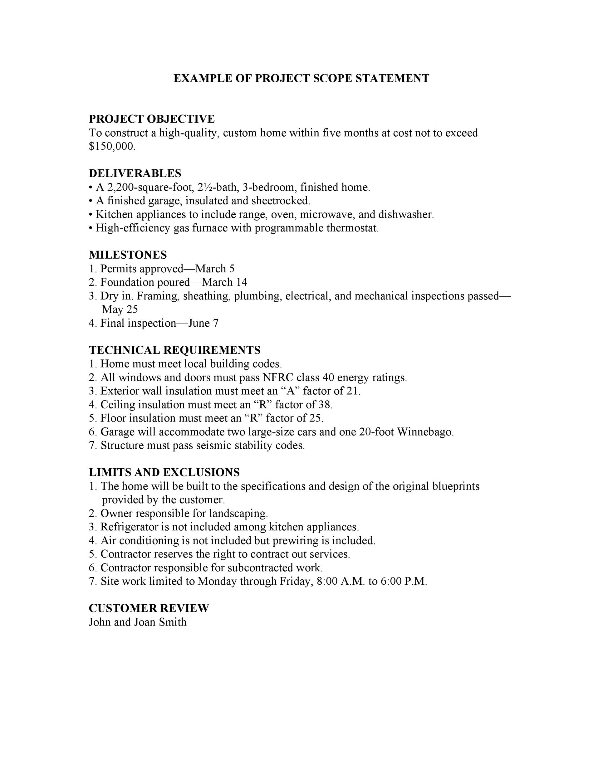 Project Management Scope Statement Template