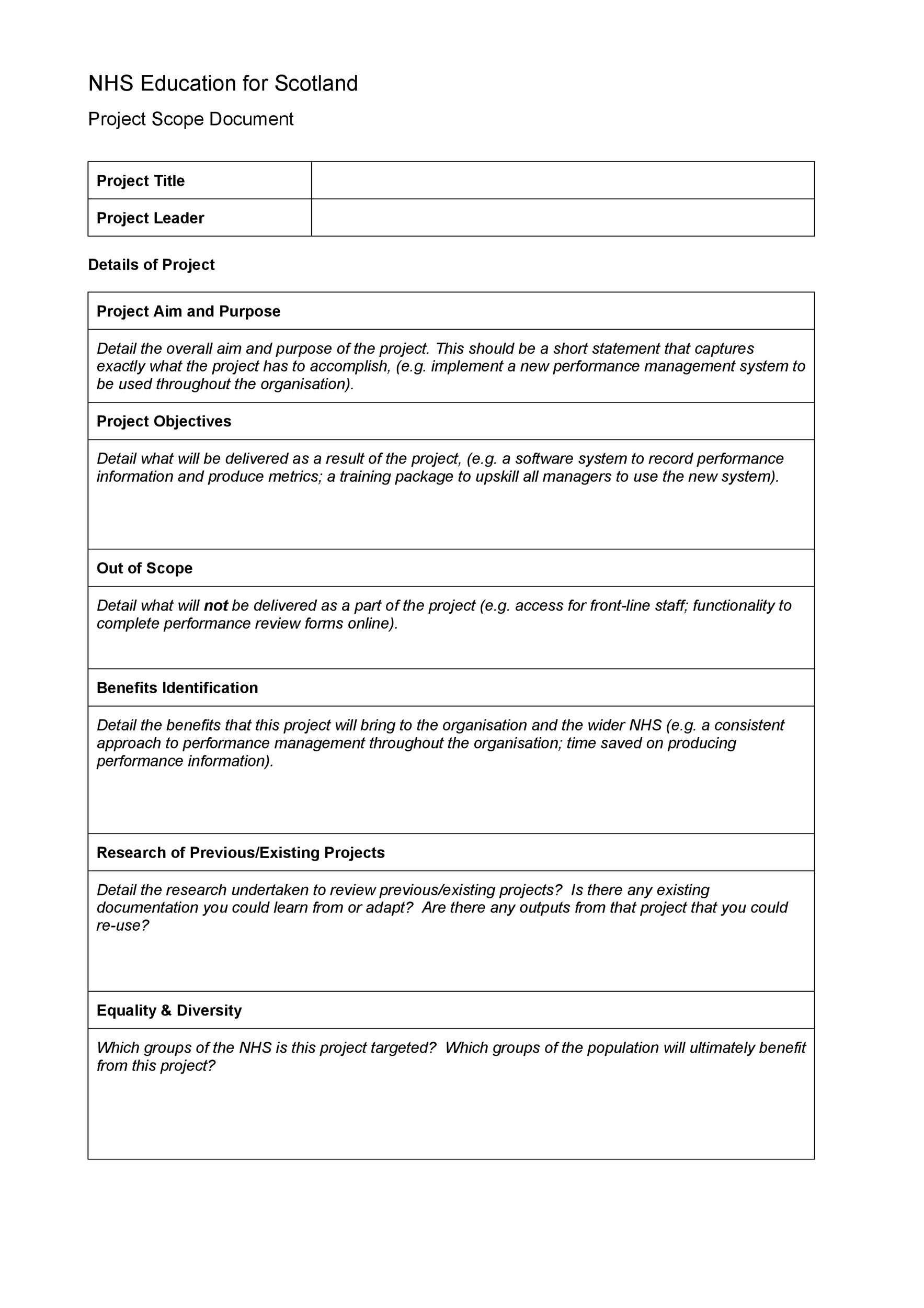 Software Development Scope Of Work Template