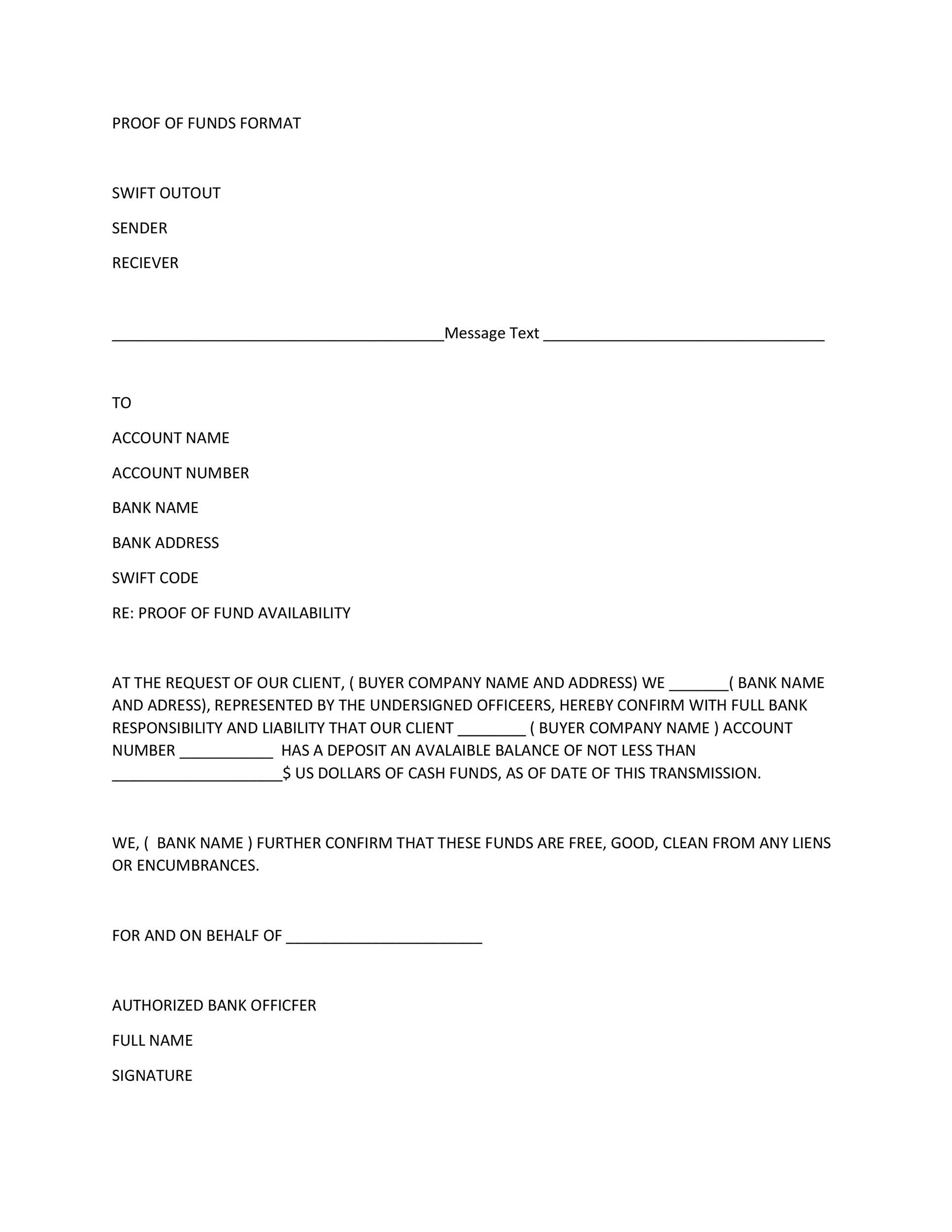 25 Best Proof Of Funds Letter Templates Template Lab
