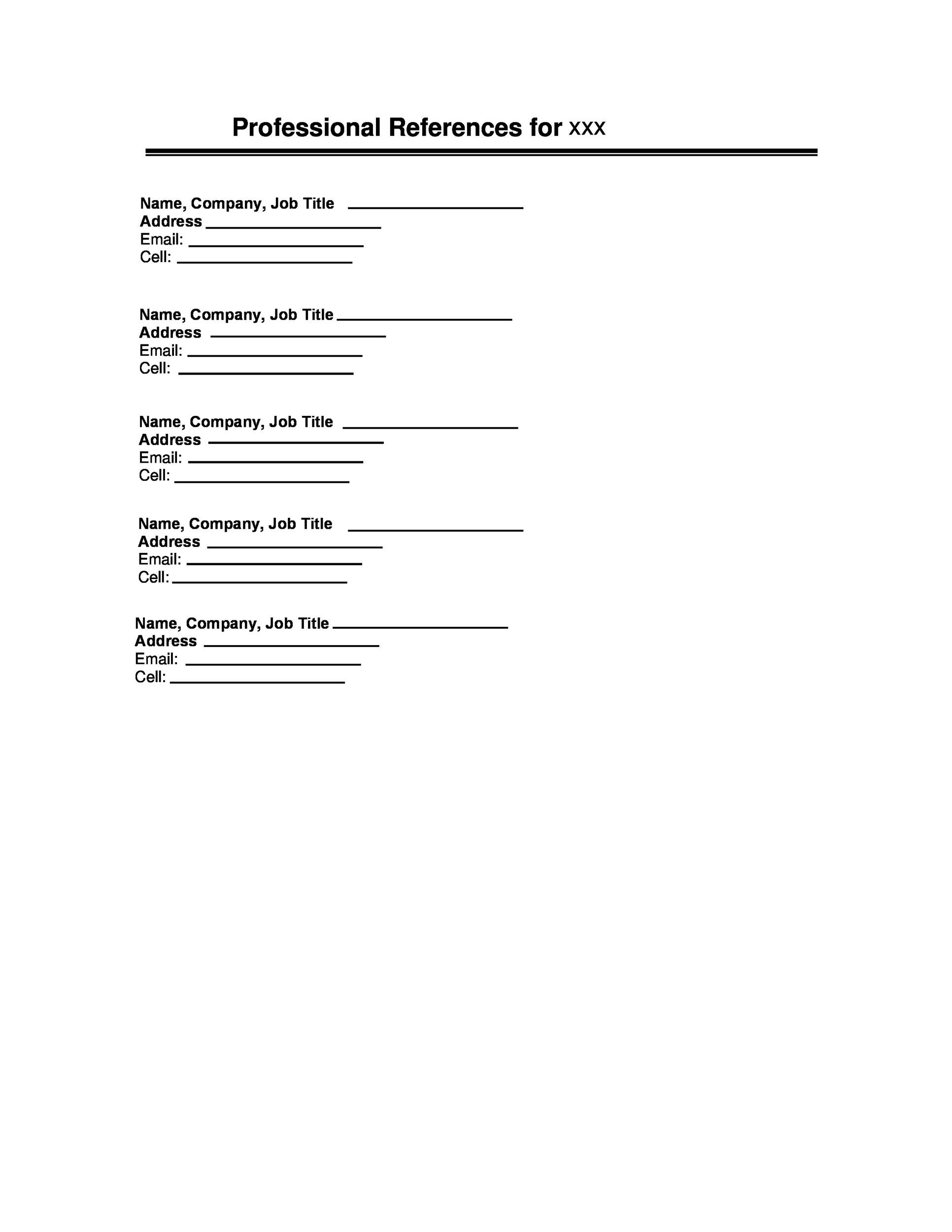 Professional Reference Page Sheet Templates Templatelab