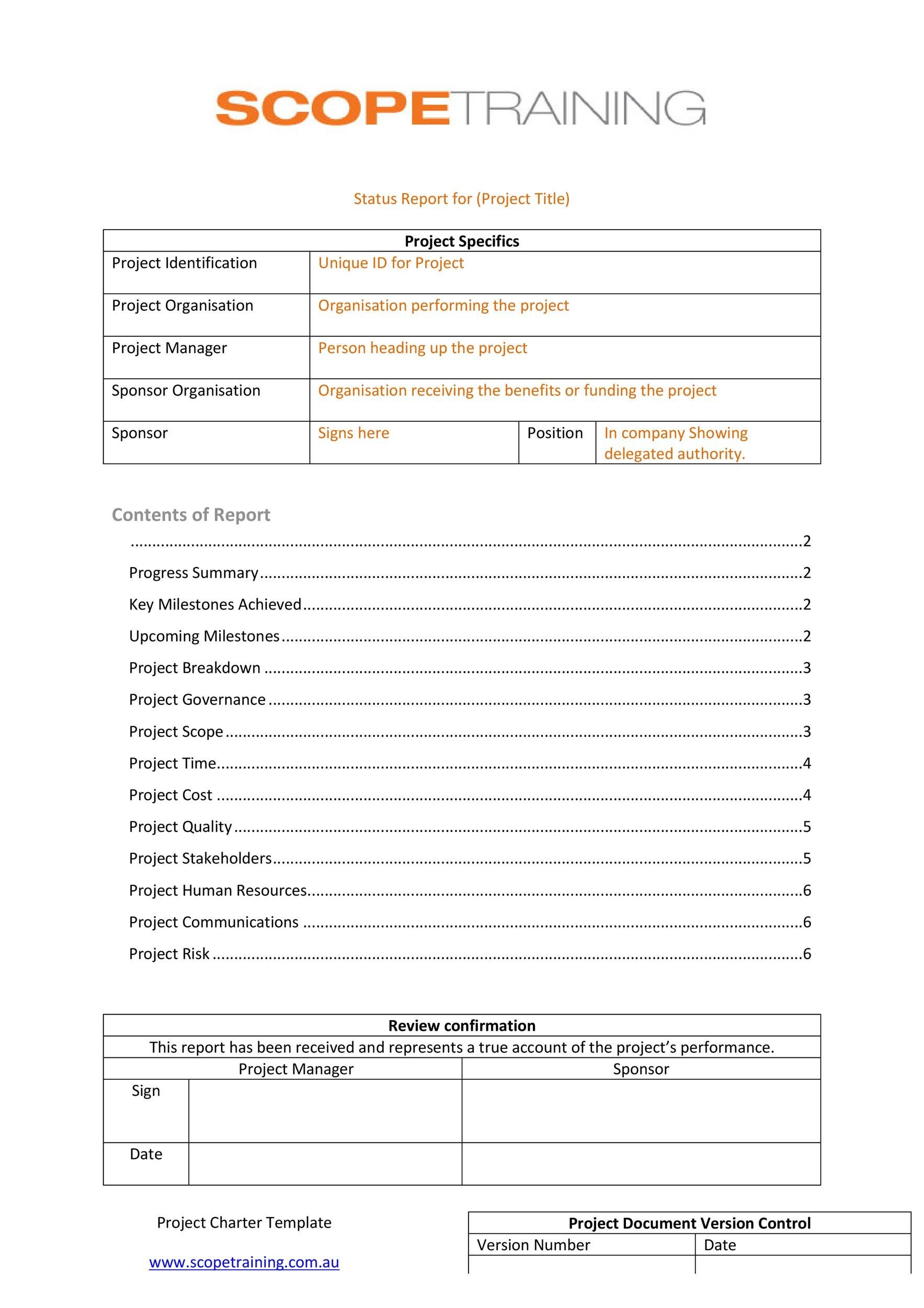 Construction Status Report Template