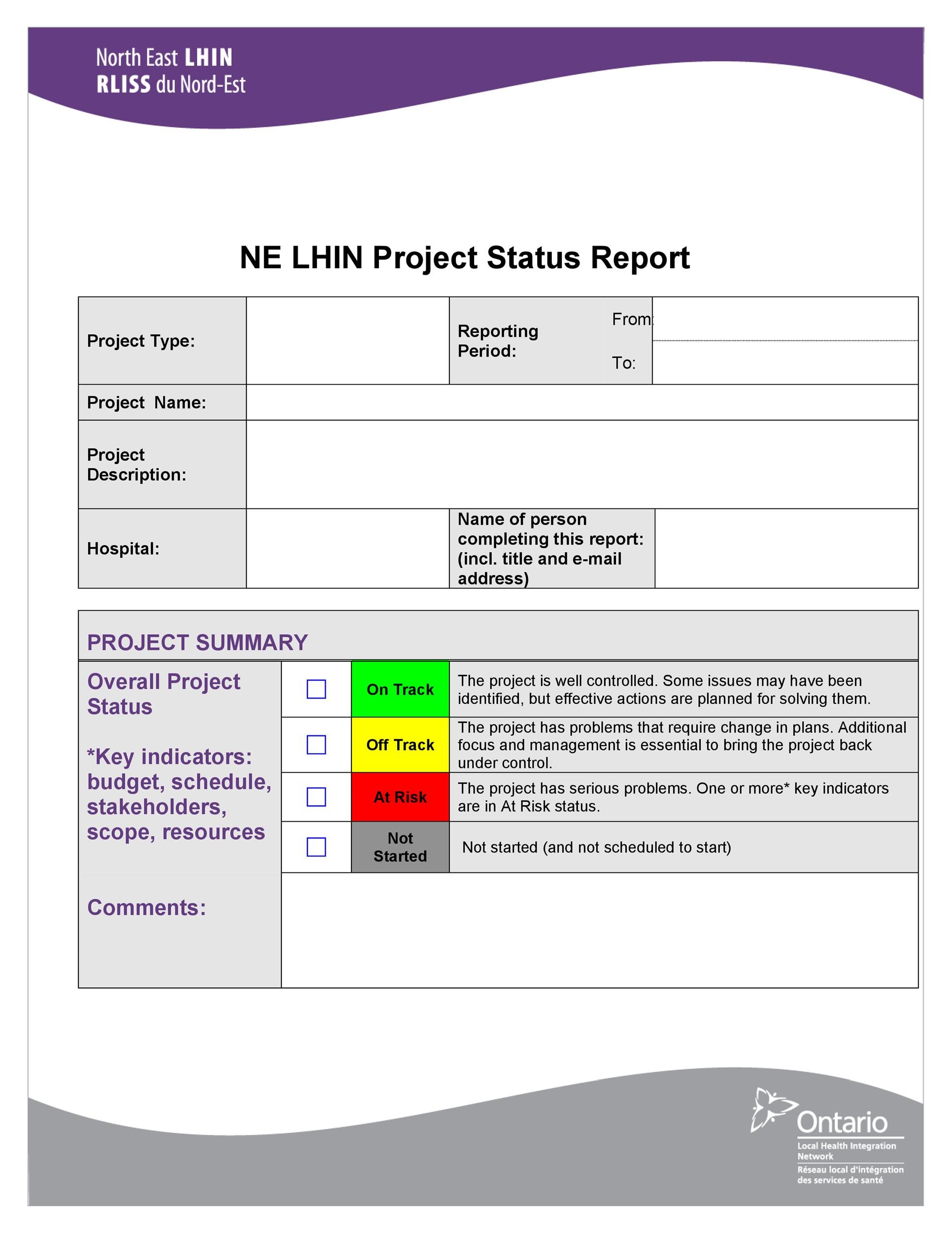 Project Status Report Template In Excel