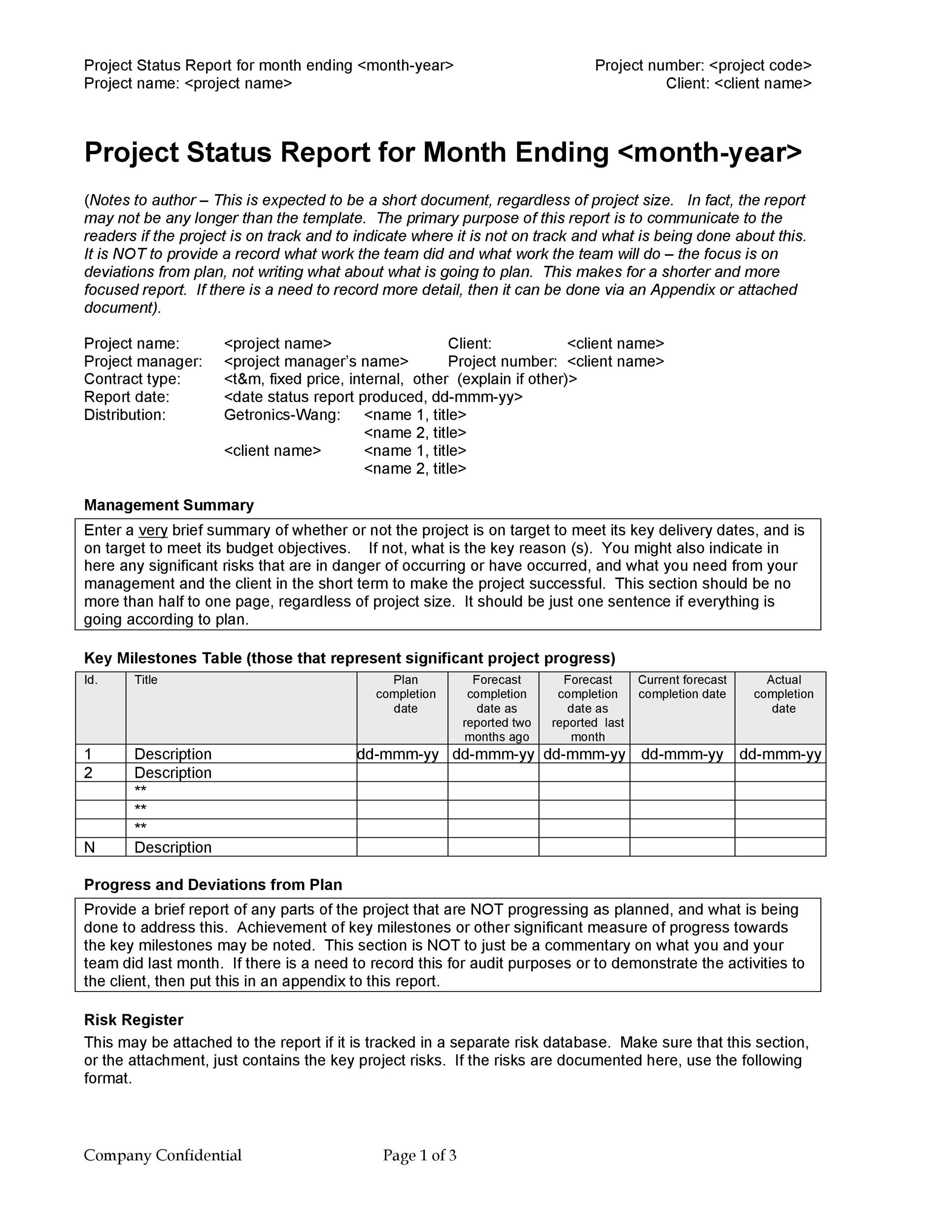 40 Project Status Report Templates Word Excel Ppt Templatelab 8789