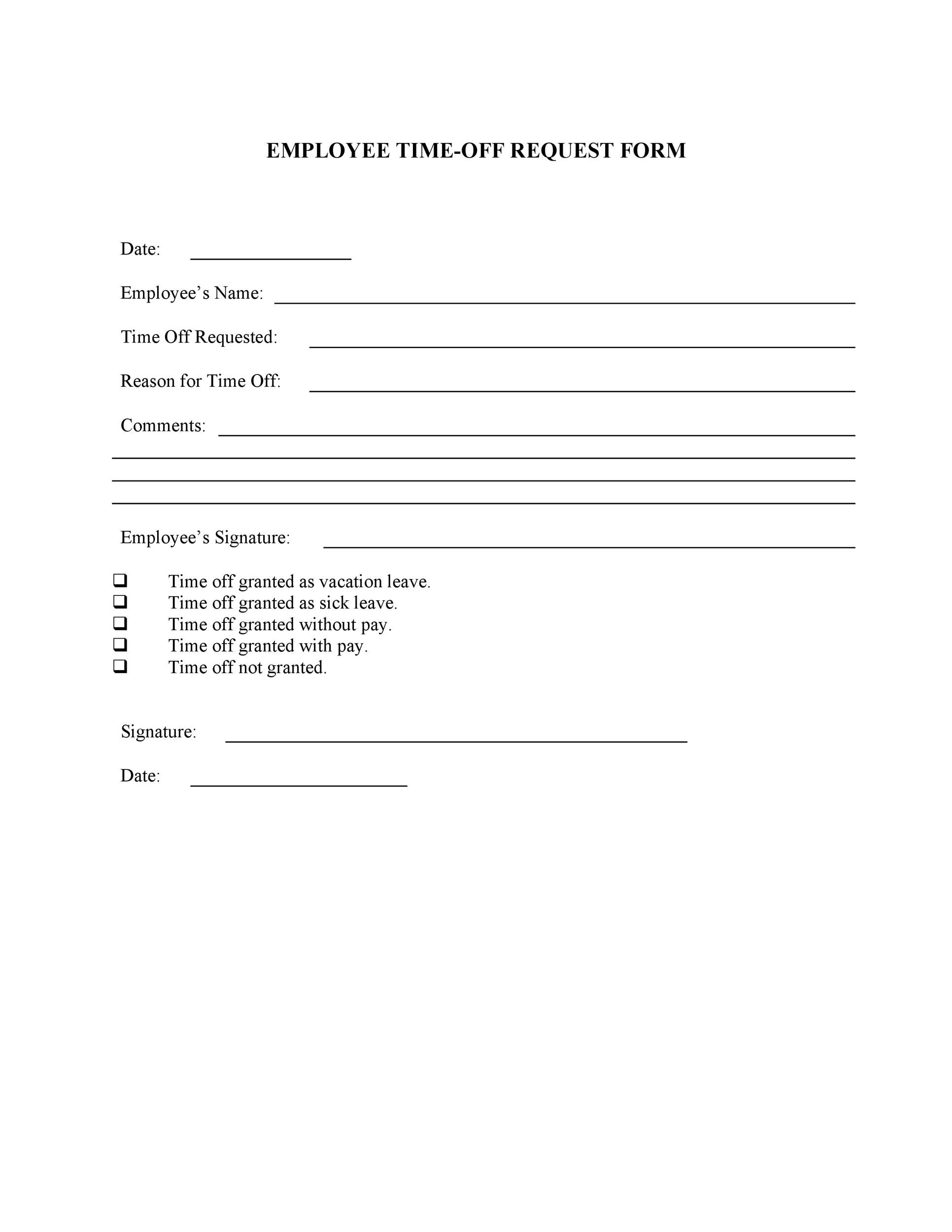 40 Effective Time Off Request Forms And Templates Templatelab 4030