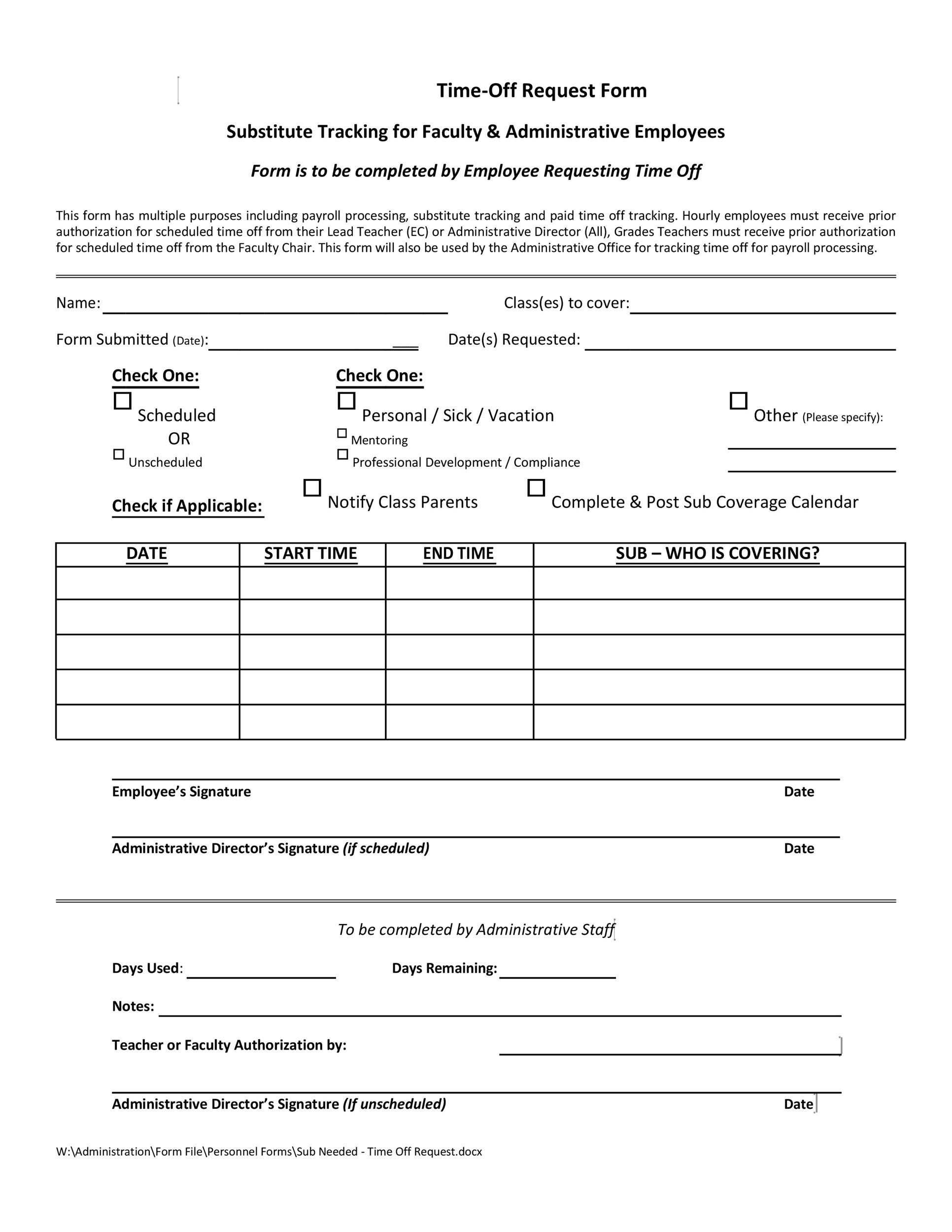 40 Effective Time Off Request Forms And Templates Template Lab 4185