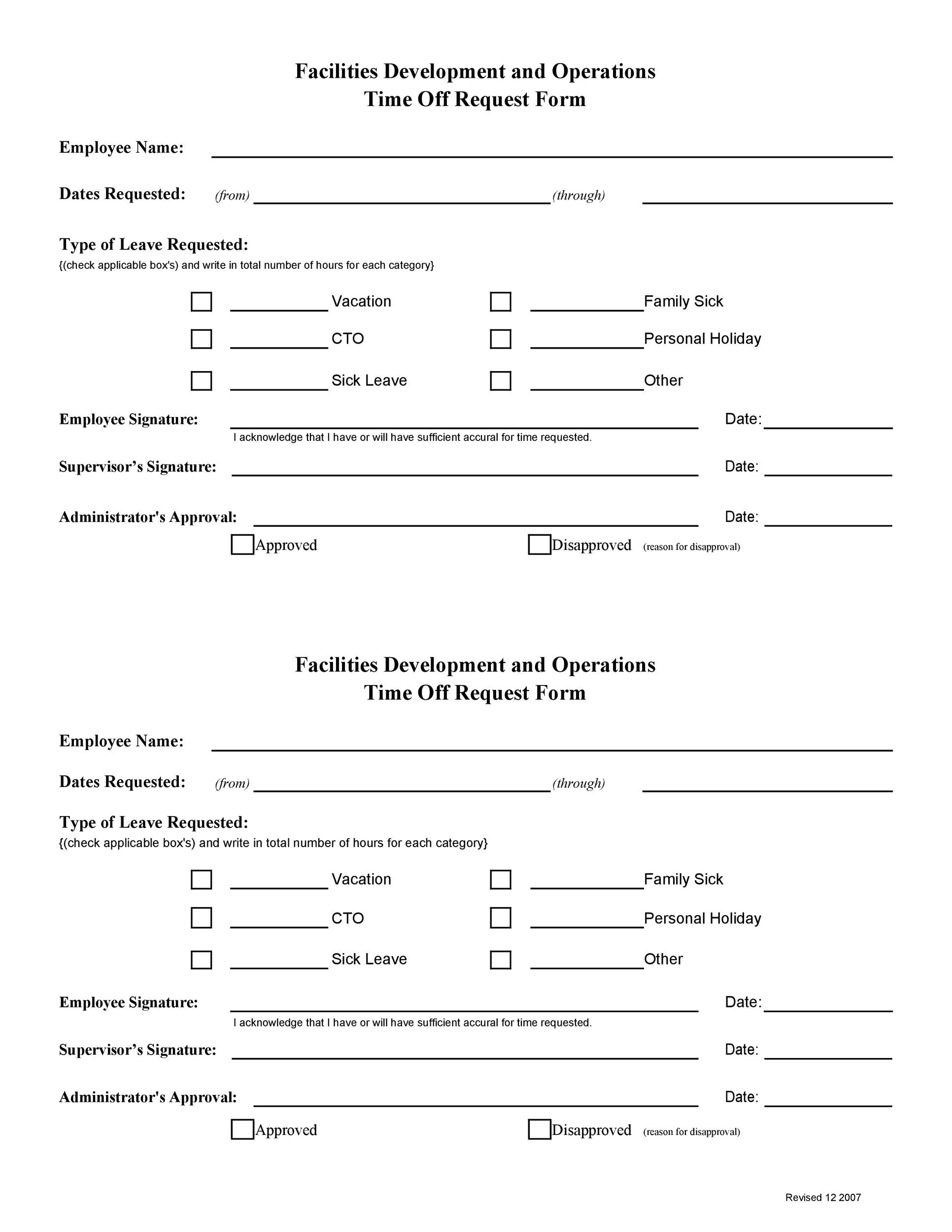 Template Printable Time Off Request Form Free Printable Templates